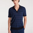 Camp Collar Striped Polo Delft Blue