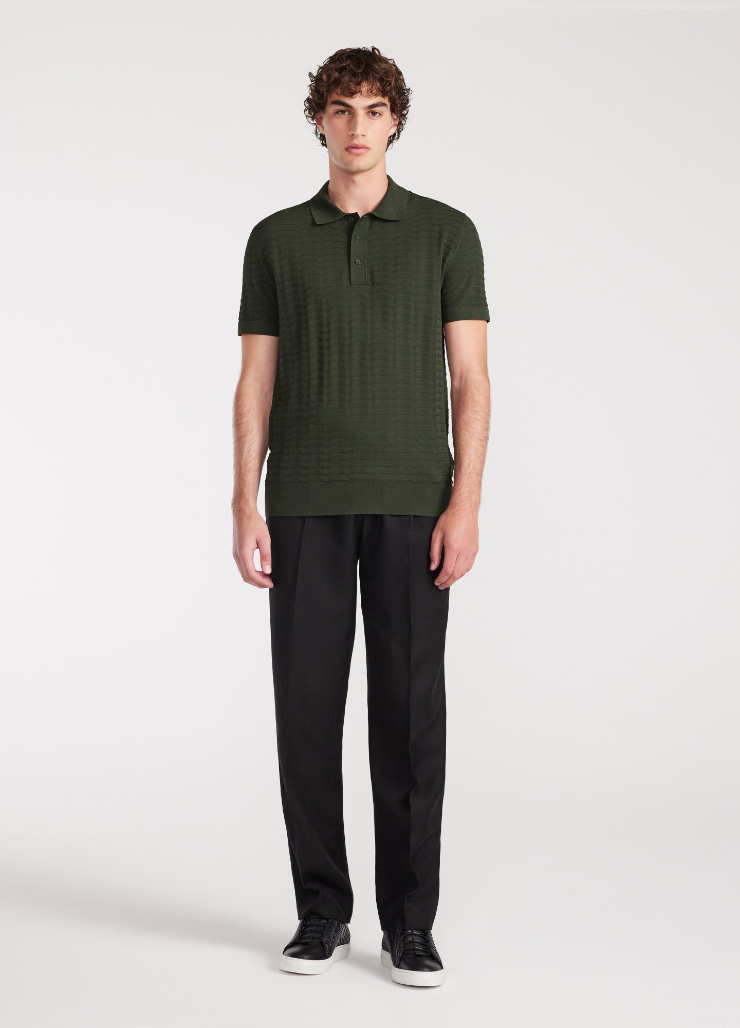 Triangle Knit Polo Pine Green