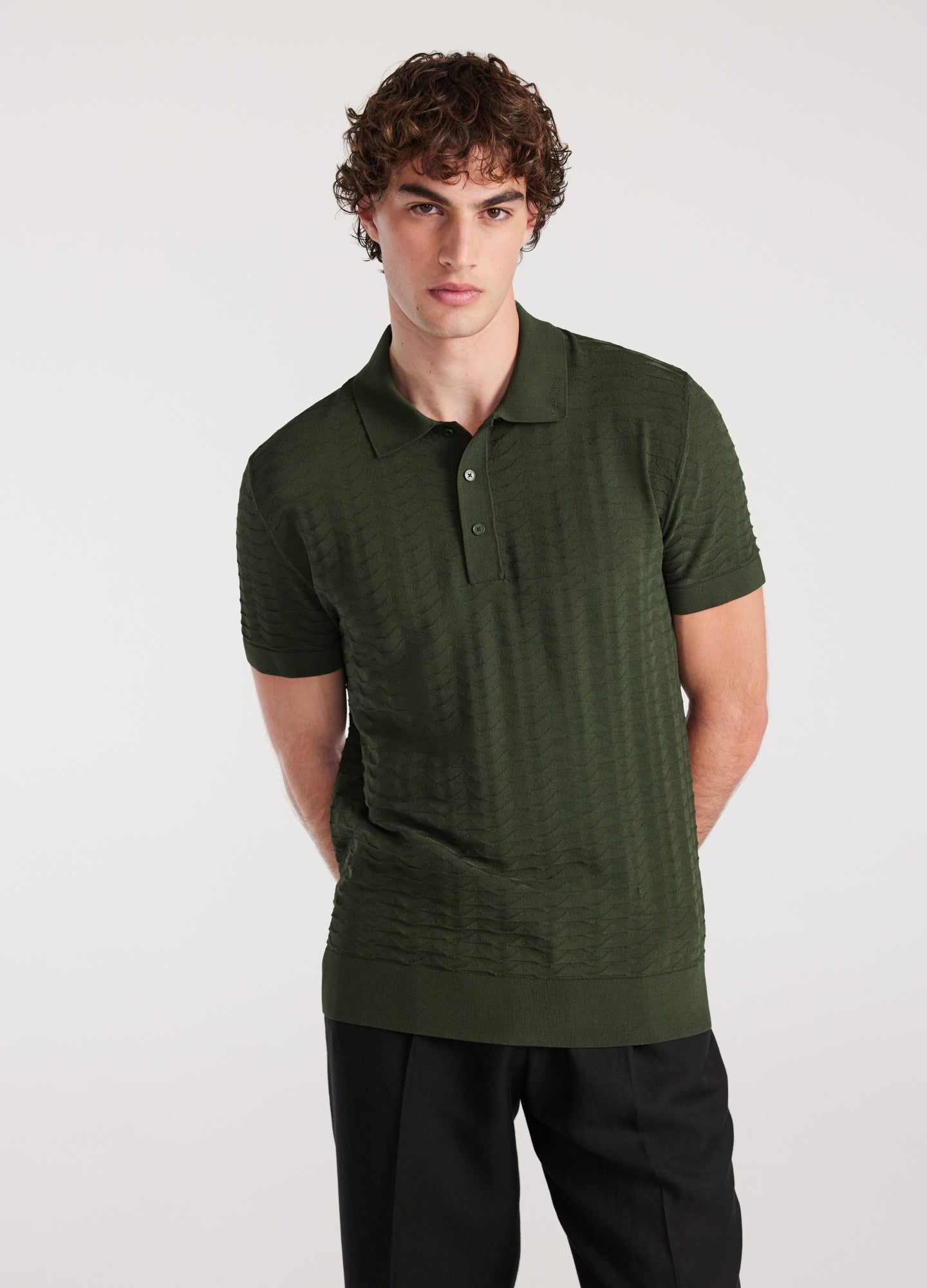 Triangle Knit Polo Pine Green