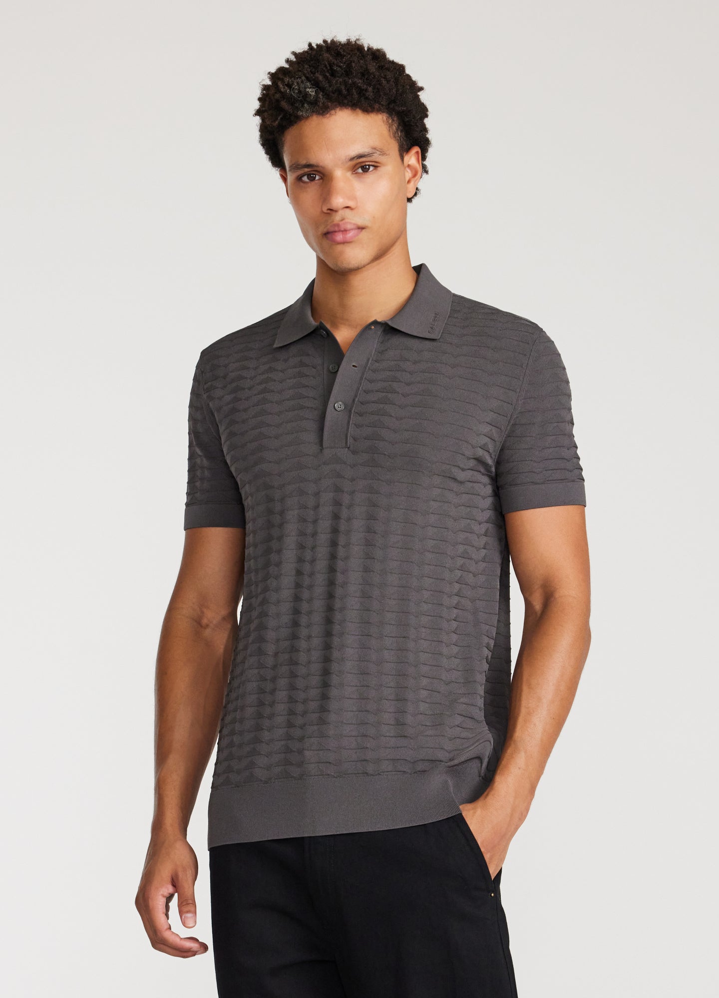 Triangle Knit Polo Steel Grey