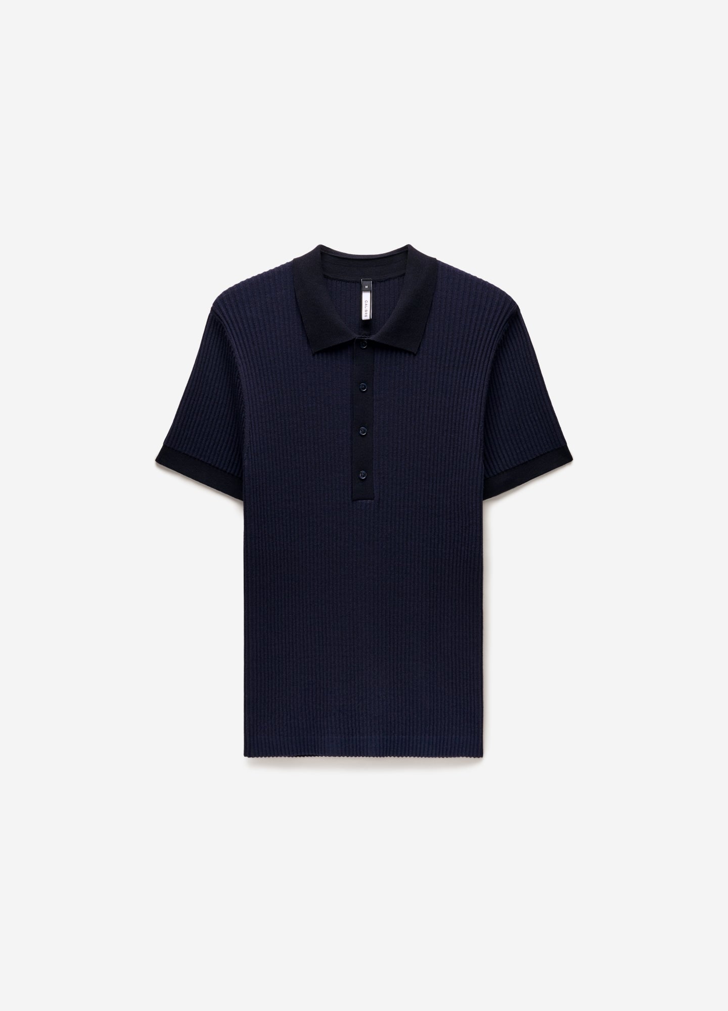 Two Tone Ribbed Polo Navy