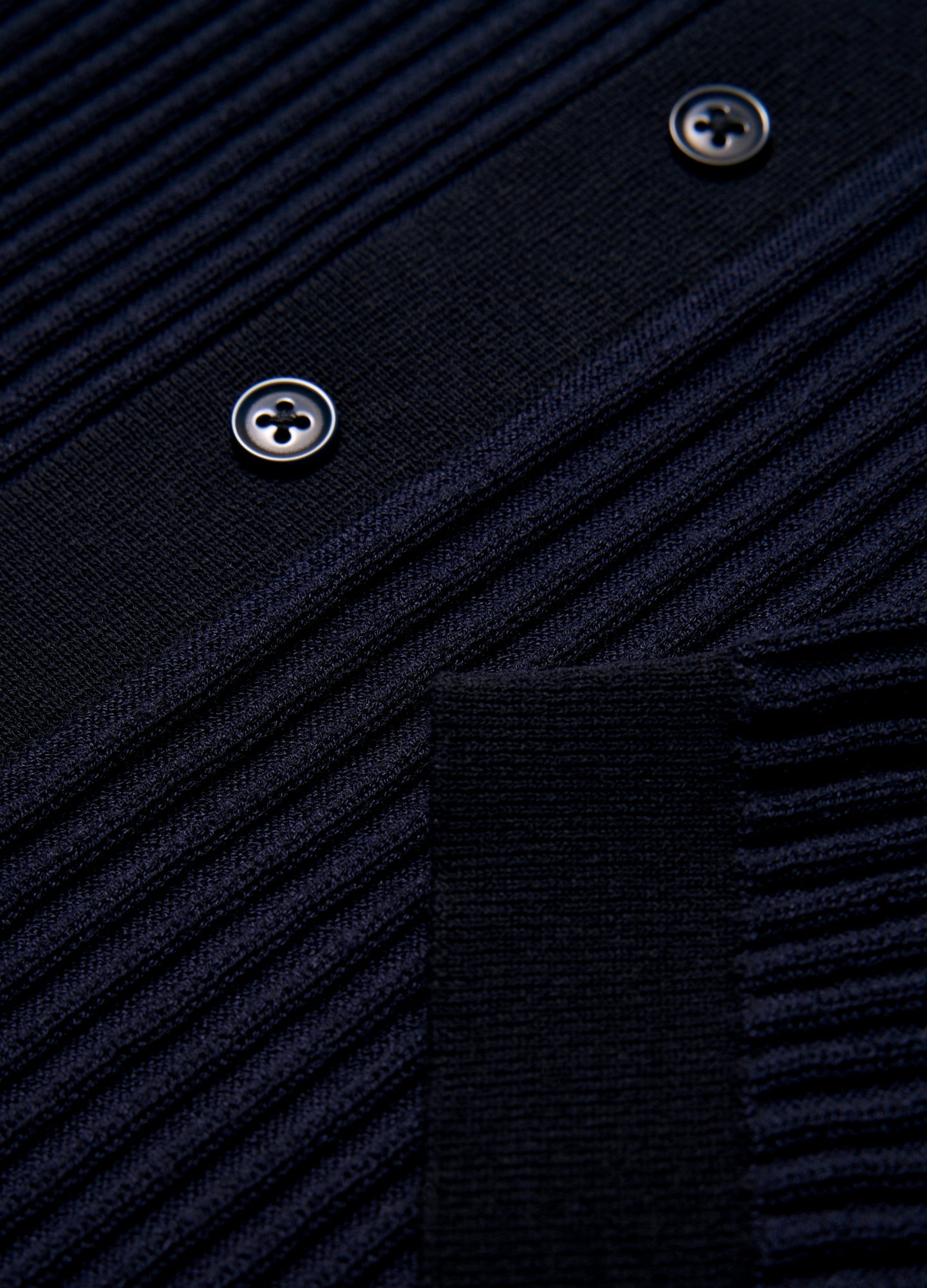 Two Tone Ribbed Polo Navy