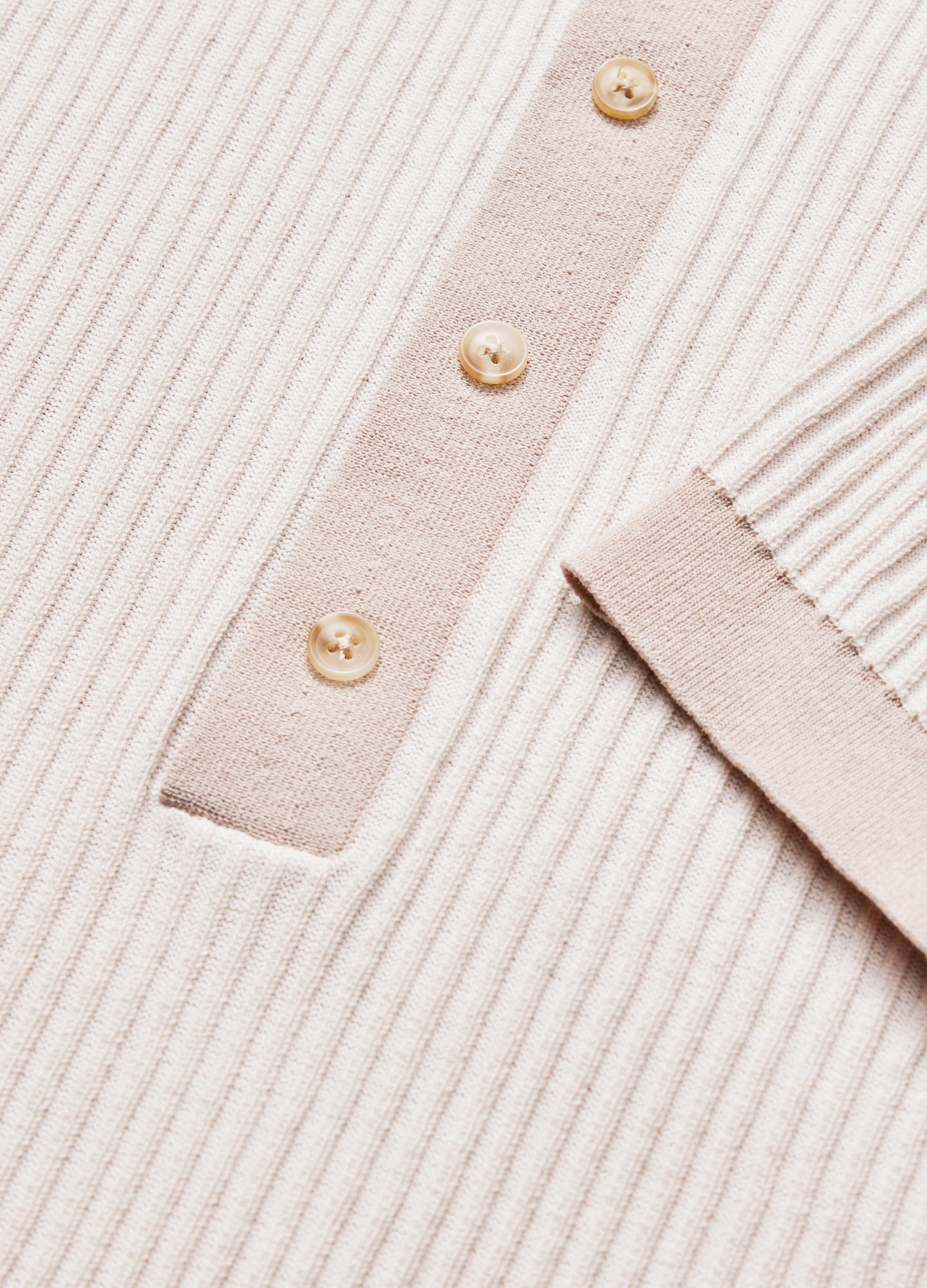 Two Tone Ribbed Polo Parchment