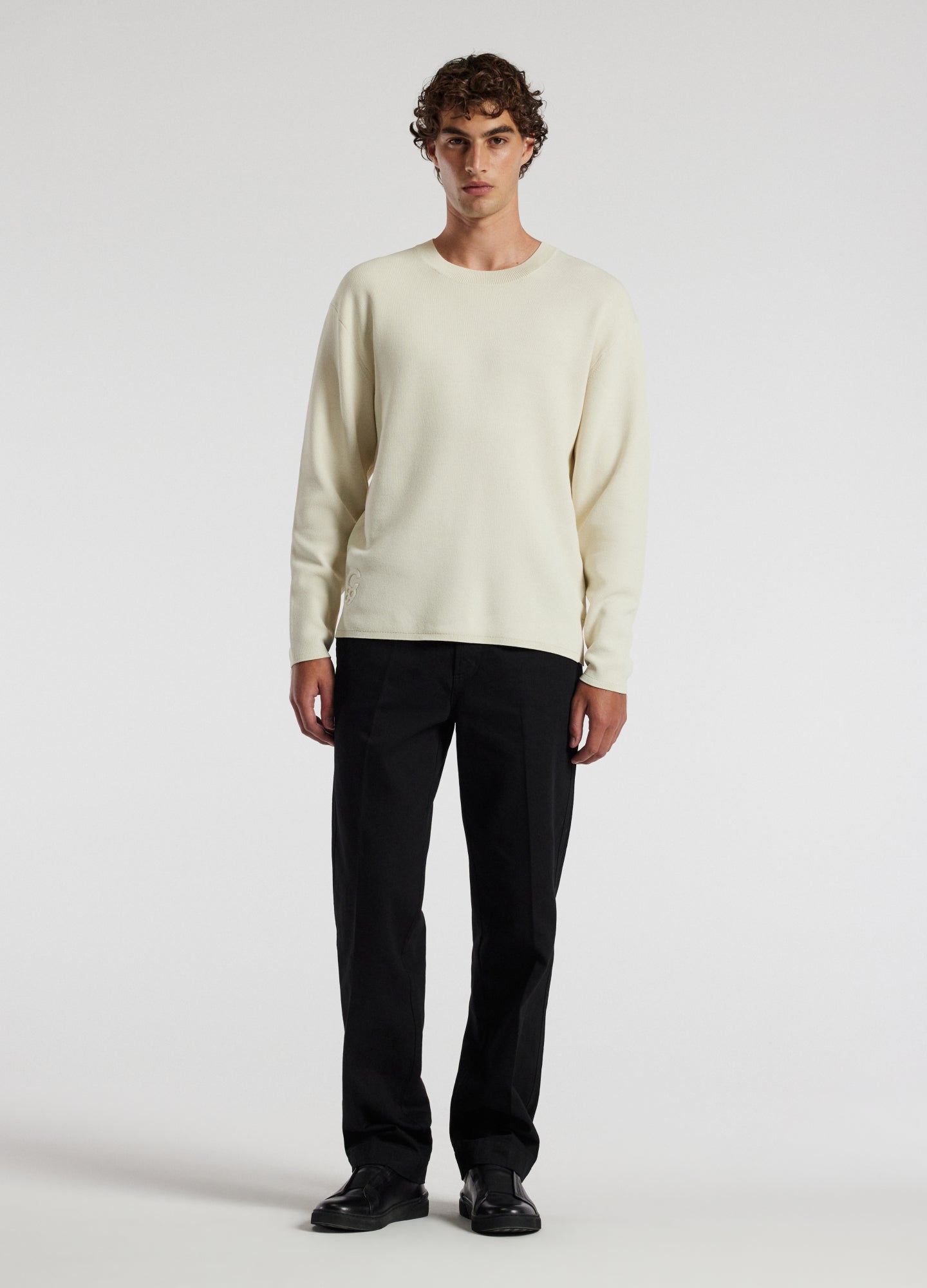 Relaxed Crew Neck Sweater Bone