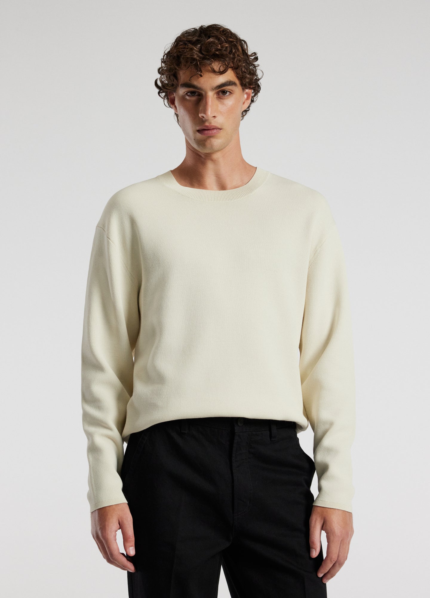 Relaxed Crew Neck Sweater Bone