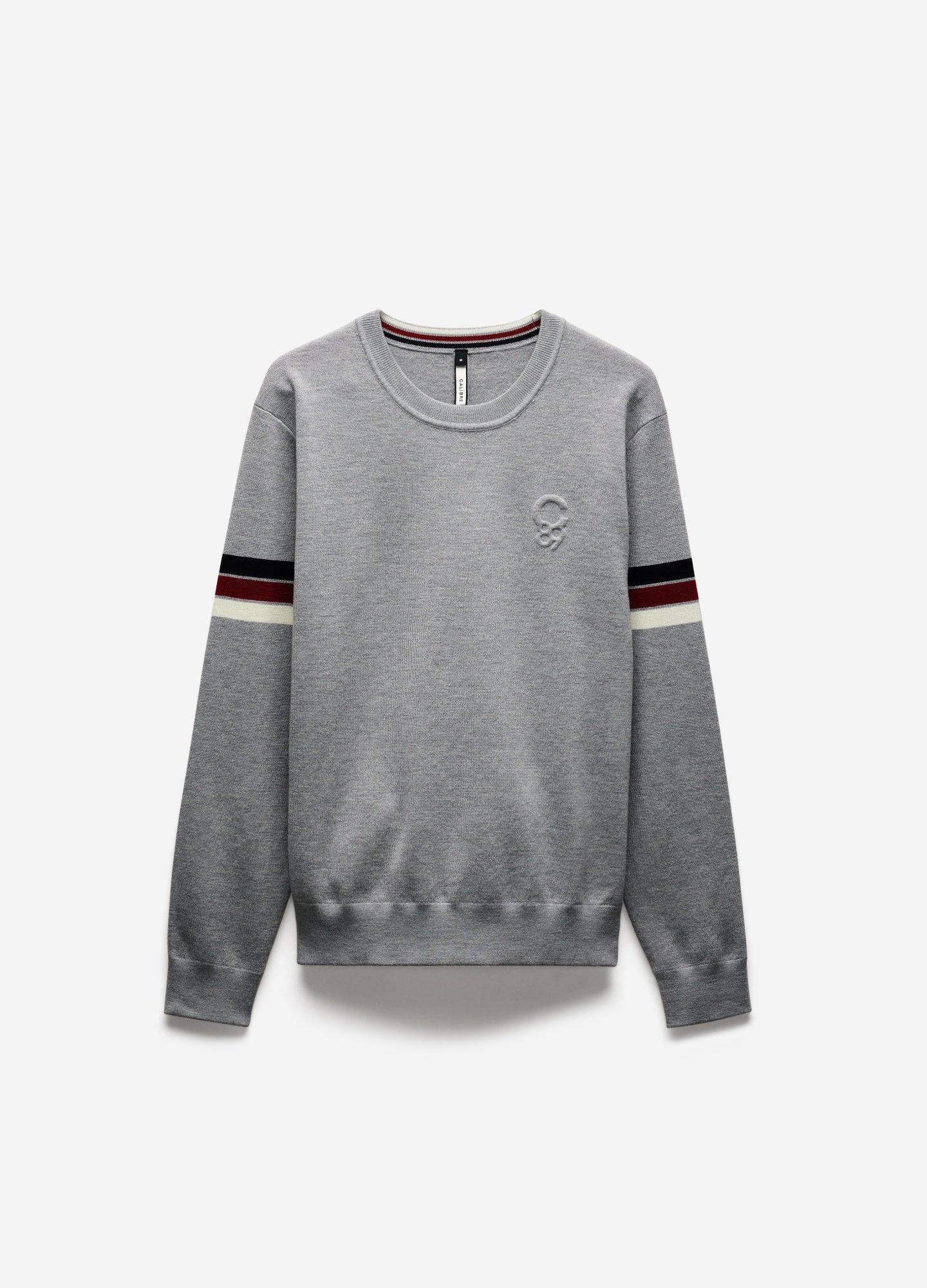 Contrast Stripe Crew Sweater Silver