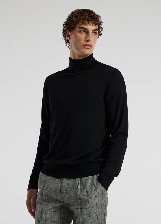 Roll Neck Merino Sweater Black