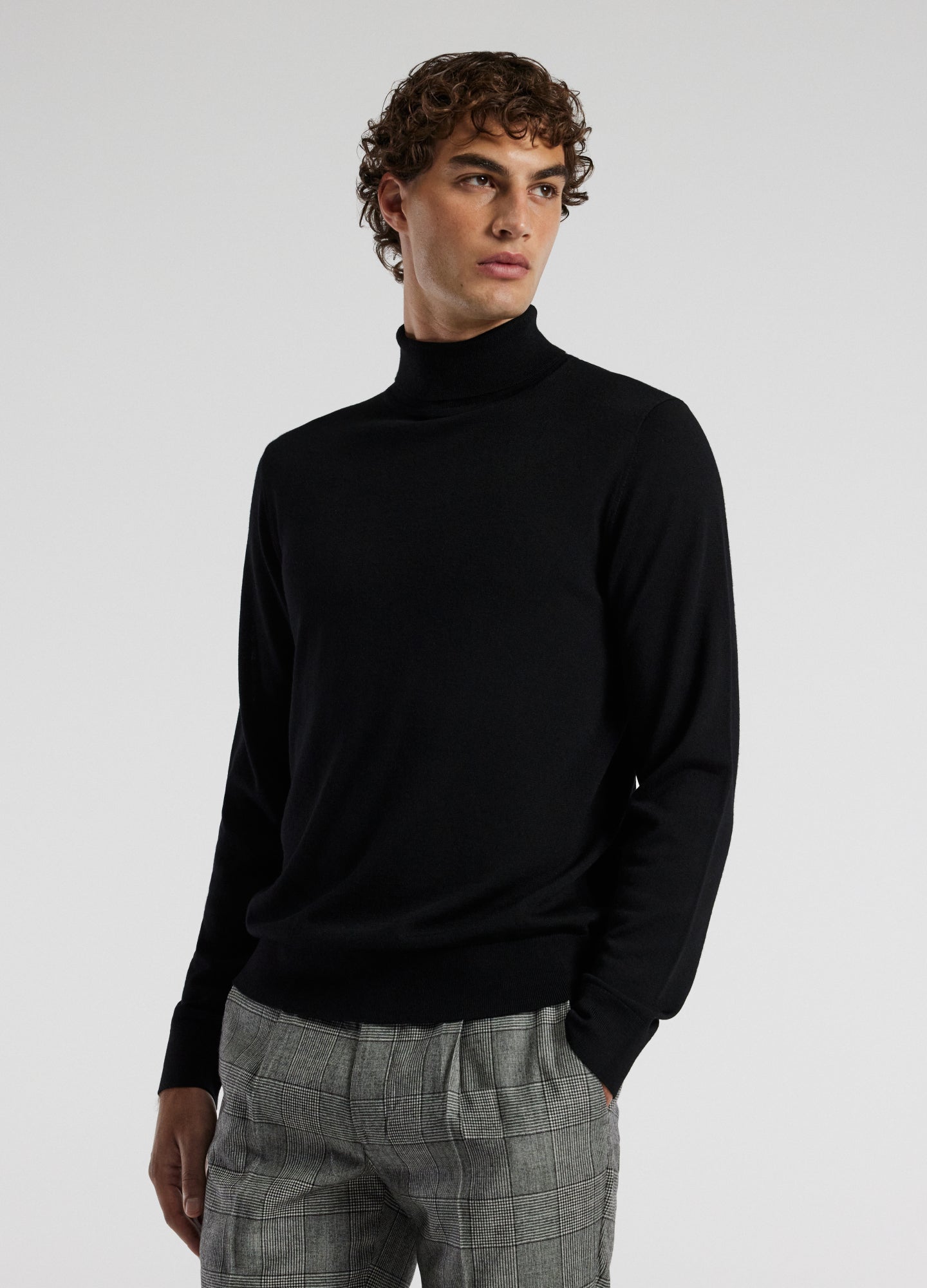 Roll Neck Merino Sweater Black