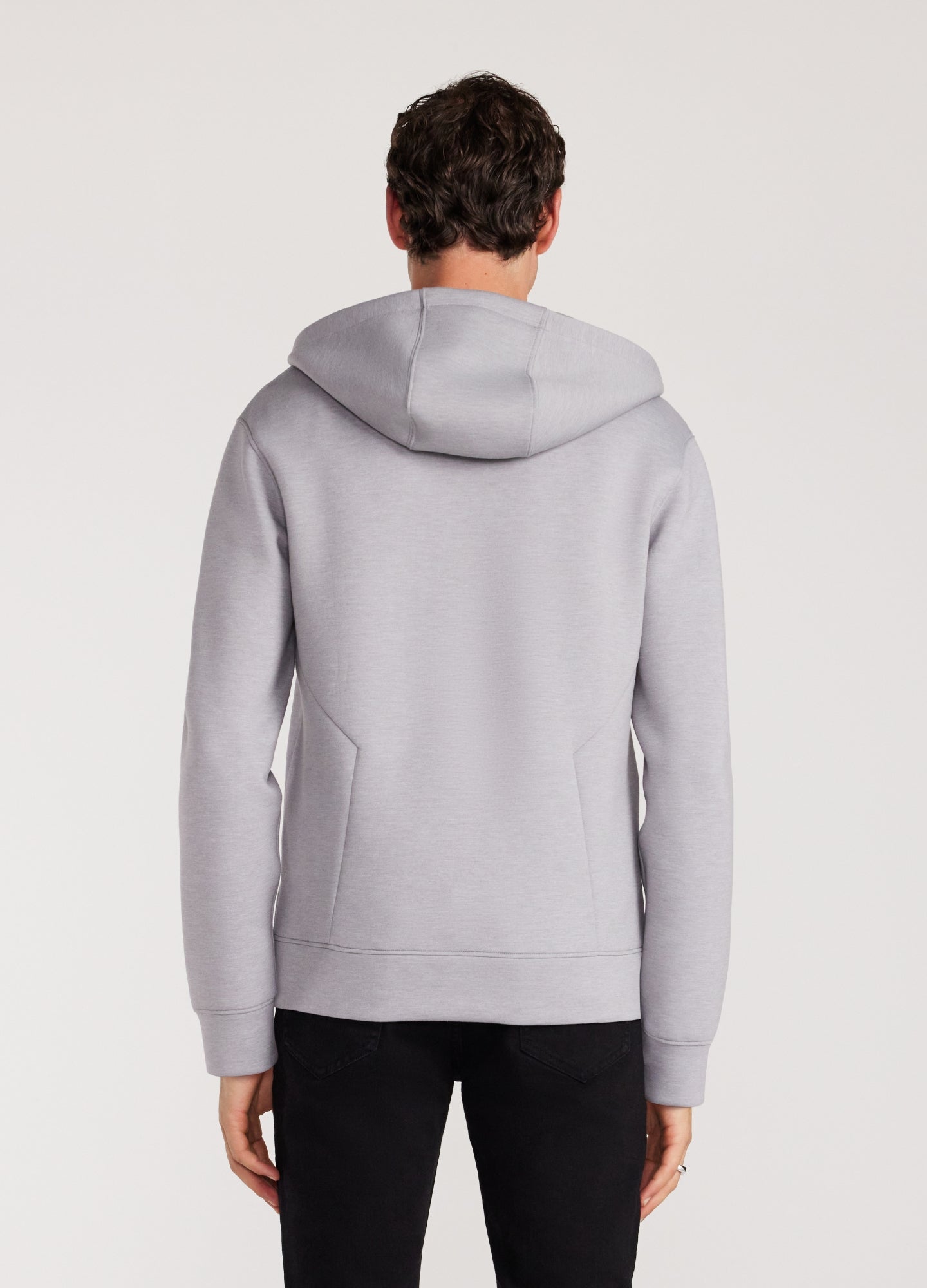 Half Zip Panelled Hoodie Grey Marle