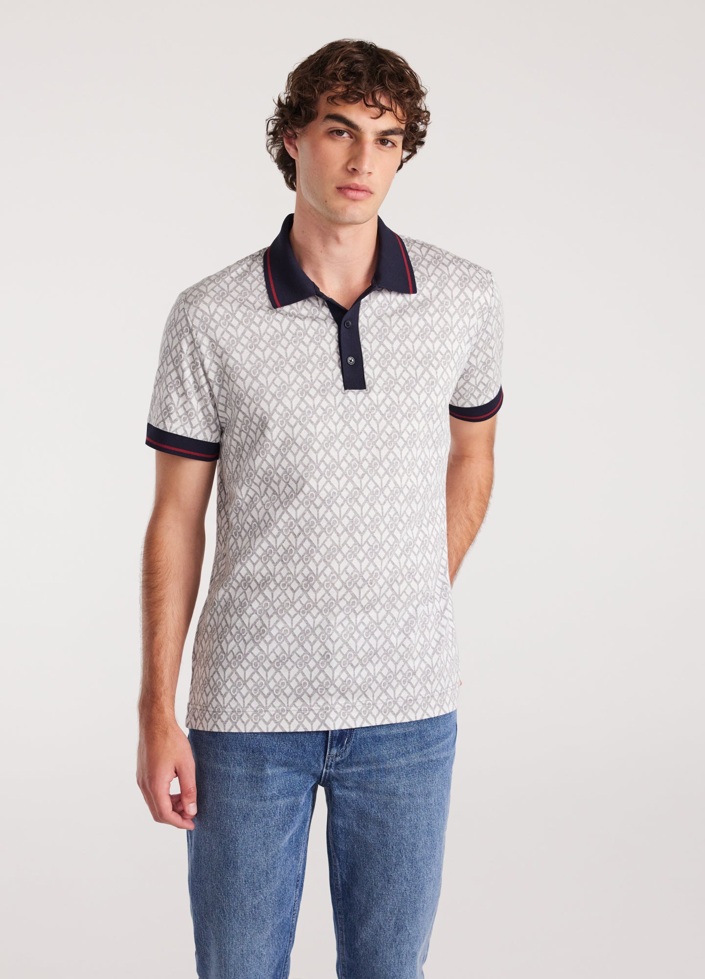 Monogram Jacquard Polo Silver