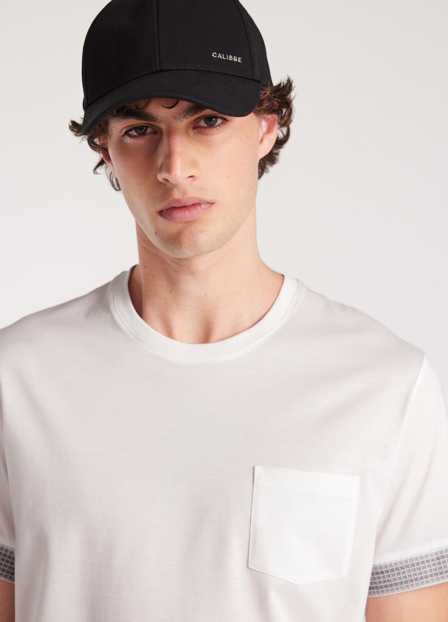 Stripe Jacquard Cuff T-shirt White