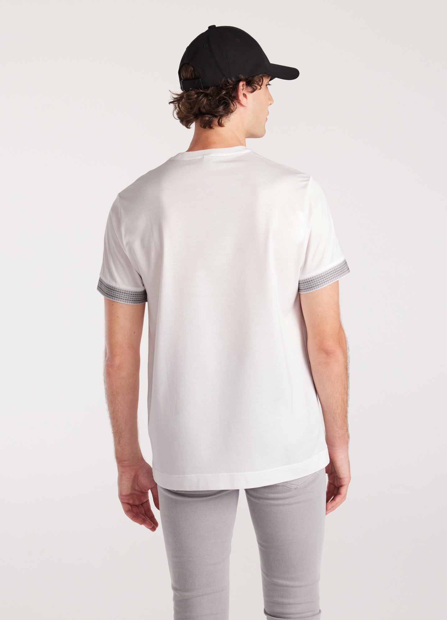 Stripe Jacquard Cuff T-shirt White
