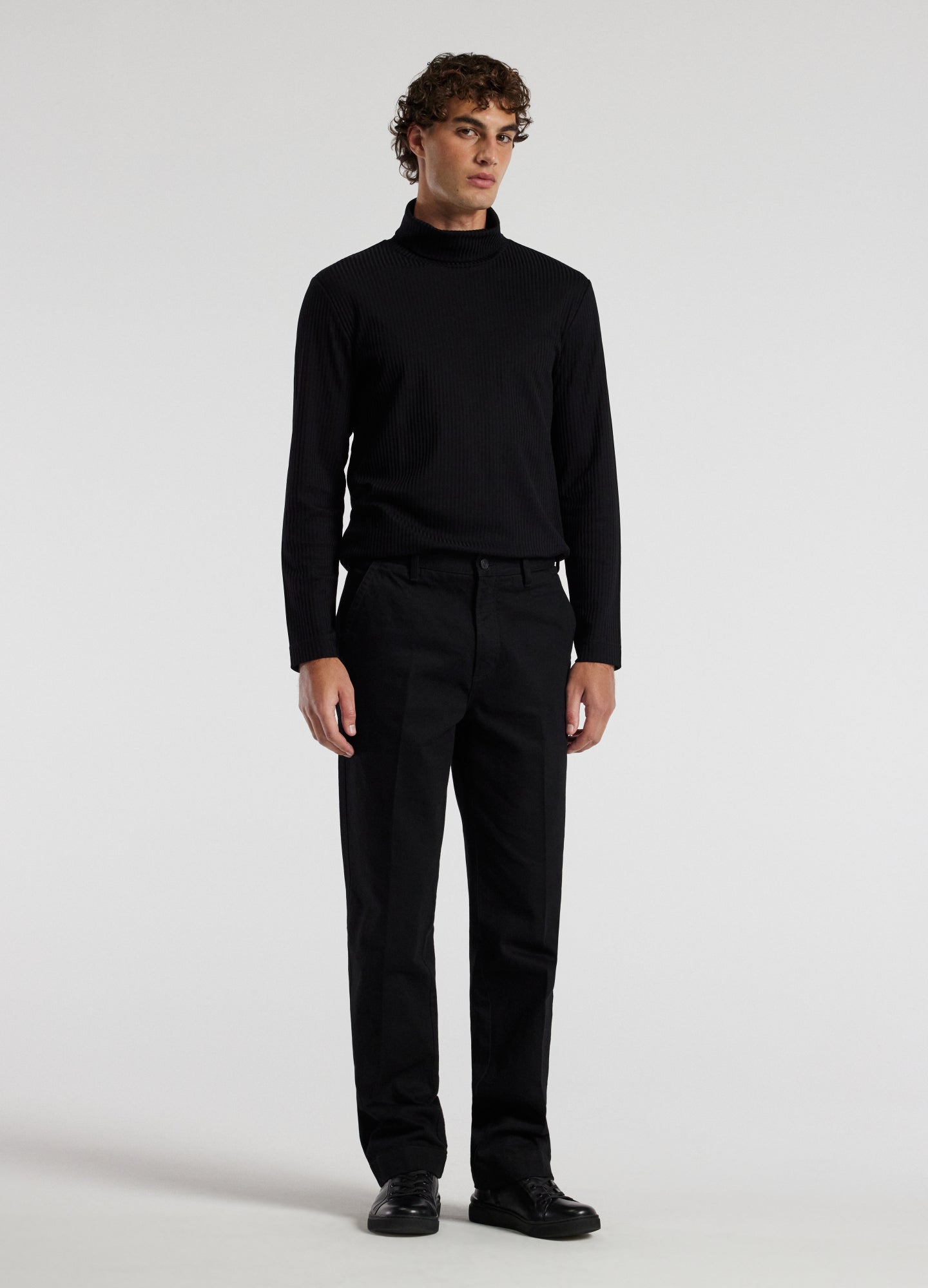 Ribbed Roll Neck Top Black