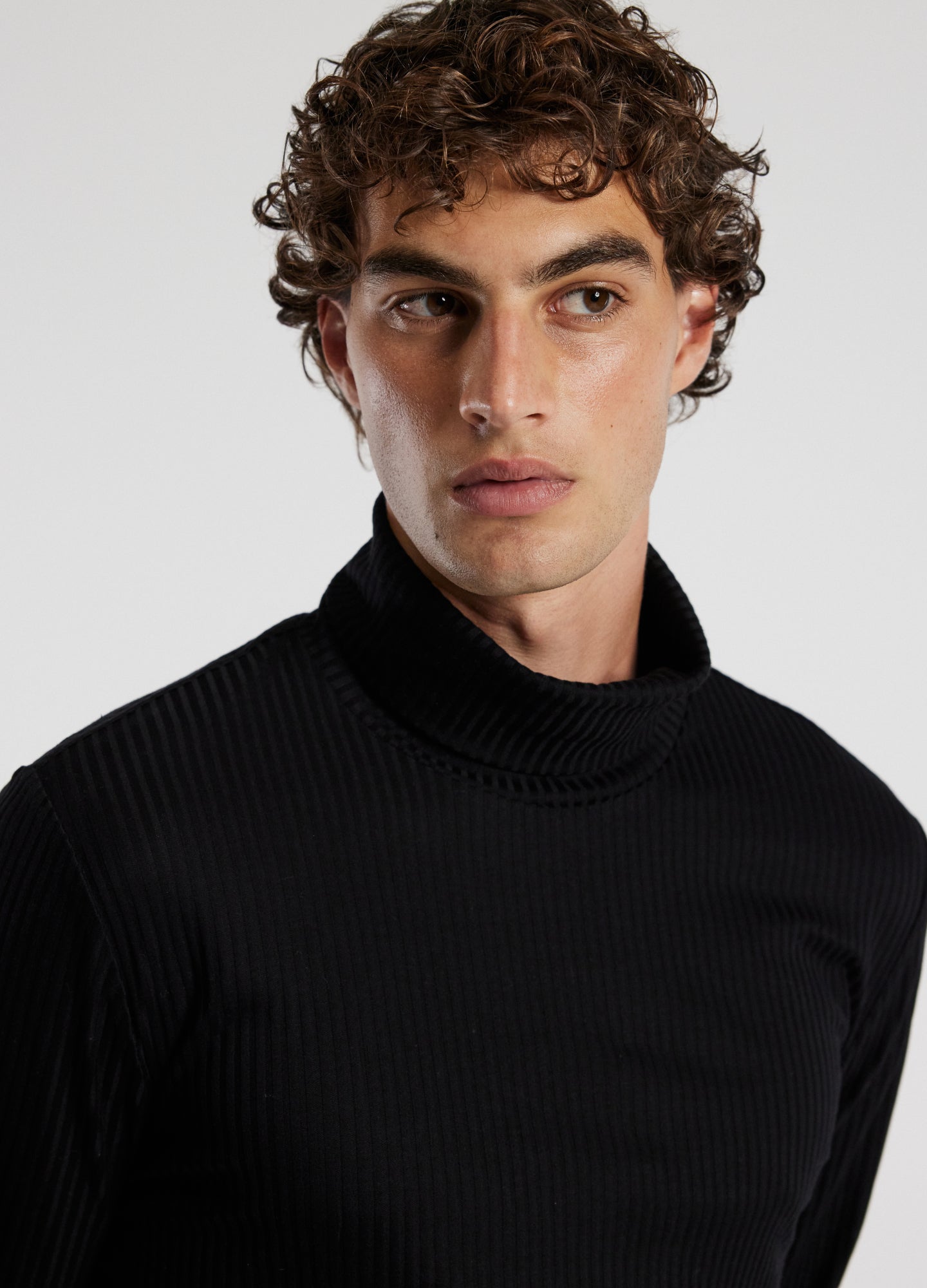 Ribbed Roll Neck Top Black