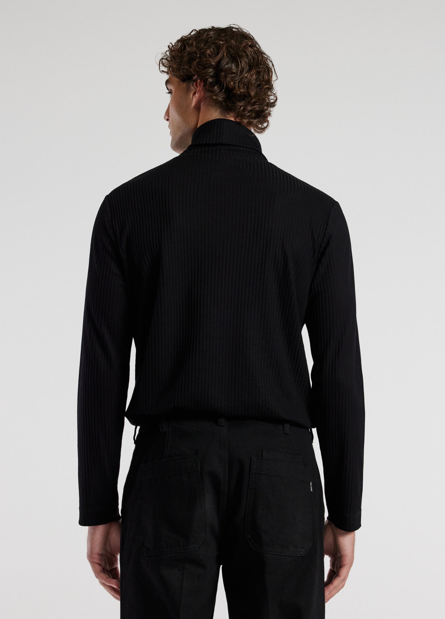 Ribbed Roll Neck Top Black
