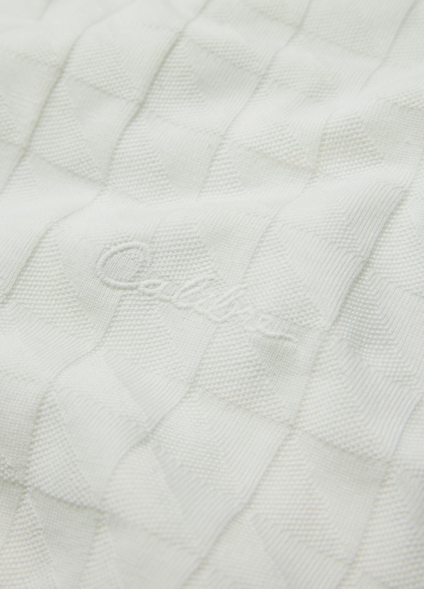 Striped Trim Jacquard T-Shirt White