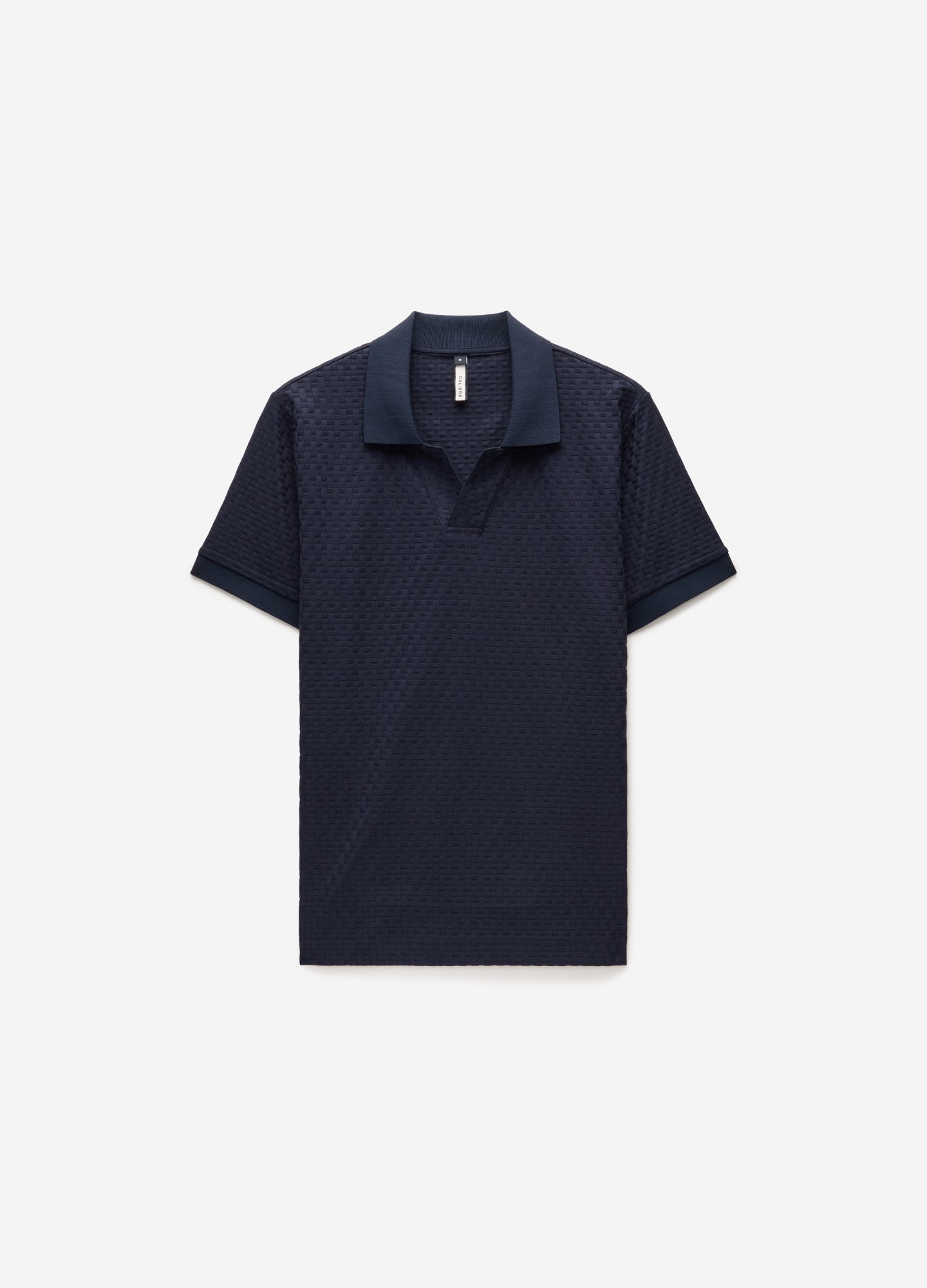 Textured Open Neck Polo Navy