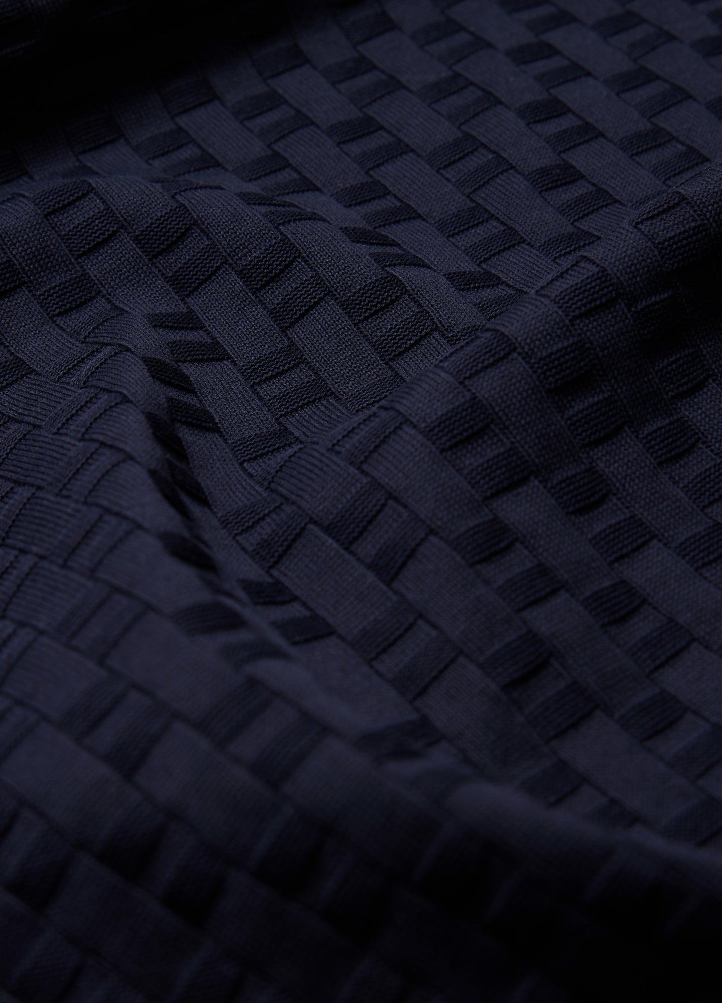 Textured Open Neck Polo Navy