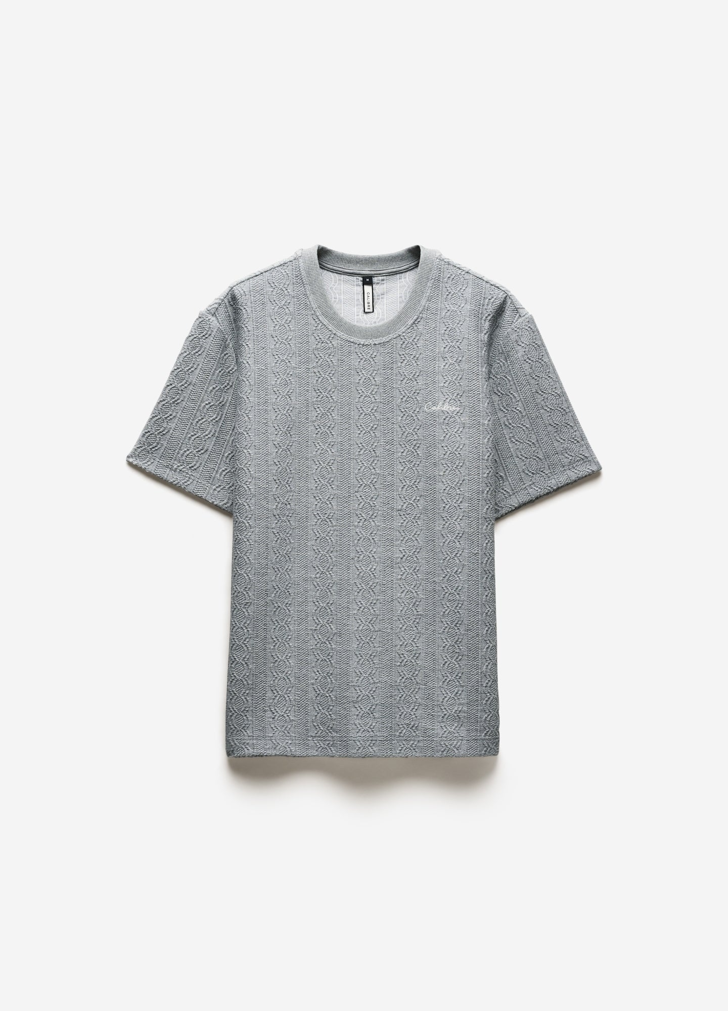 Cable Textured T-Shirt Grey Marle