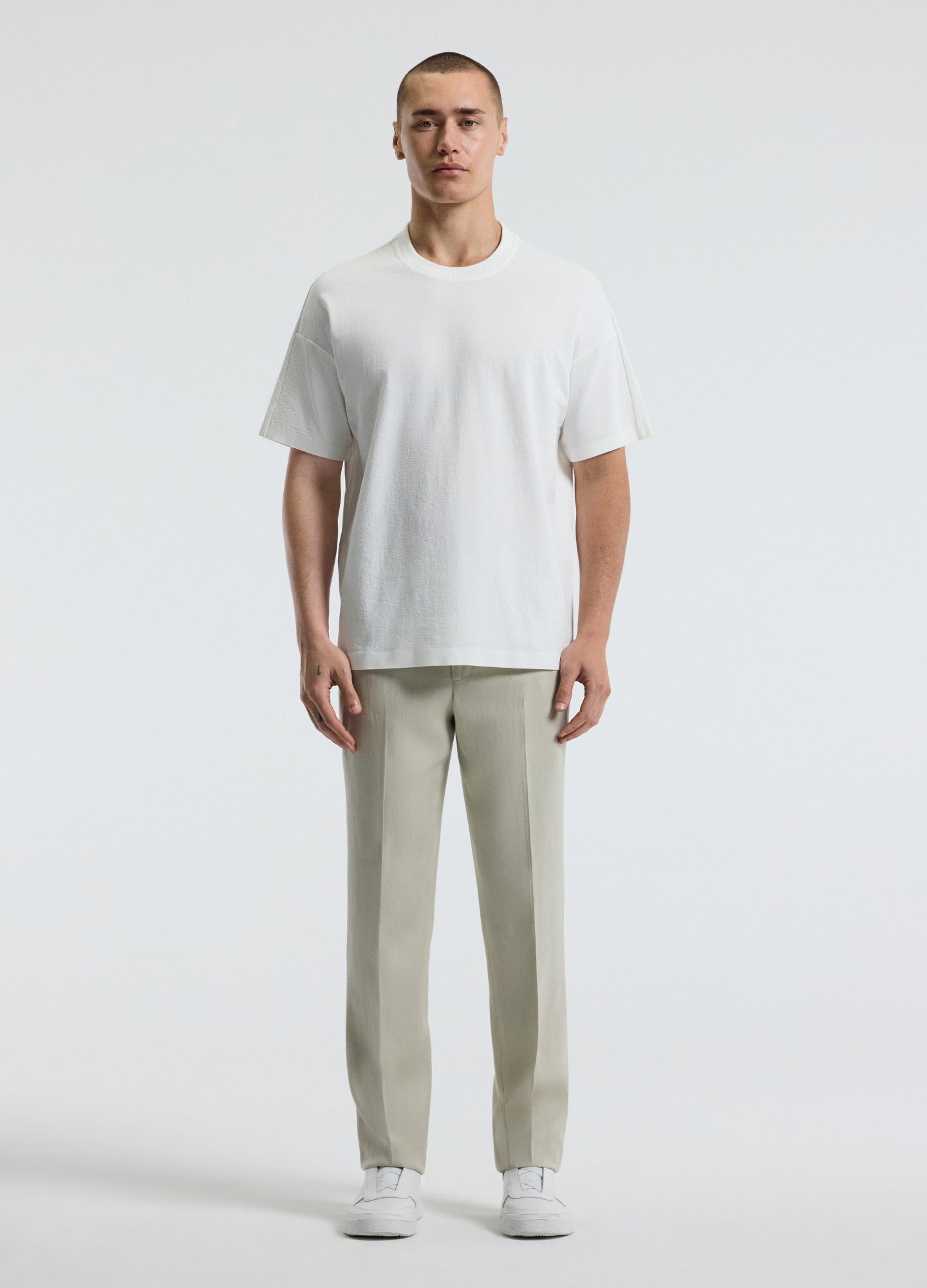Loose Fit Crepe T-shirt White