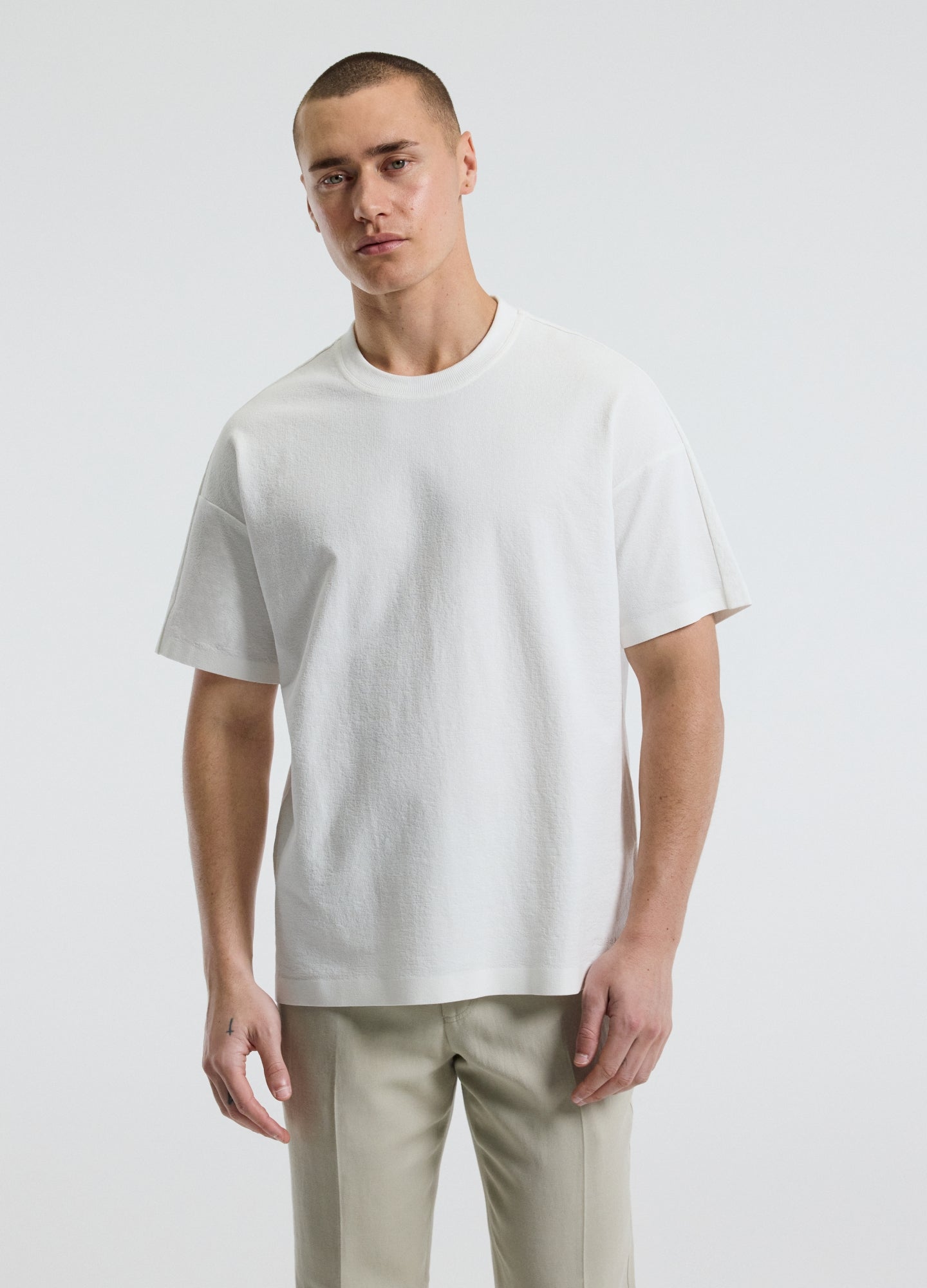 Loose Fit Crepe T-shirt White