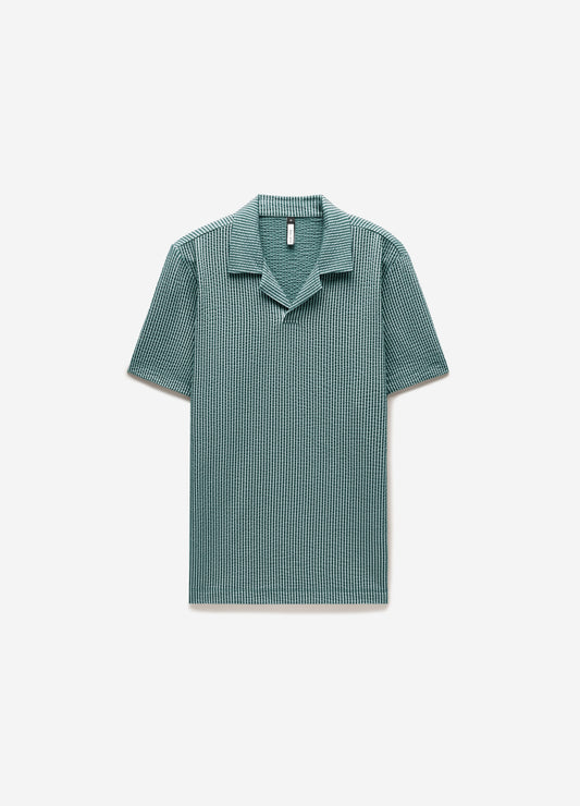 Striped Seersucker Knit Polo Sea Green