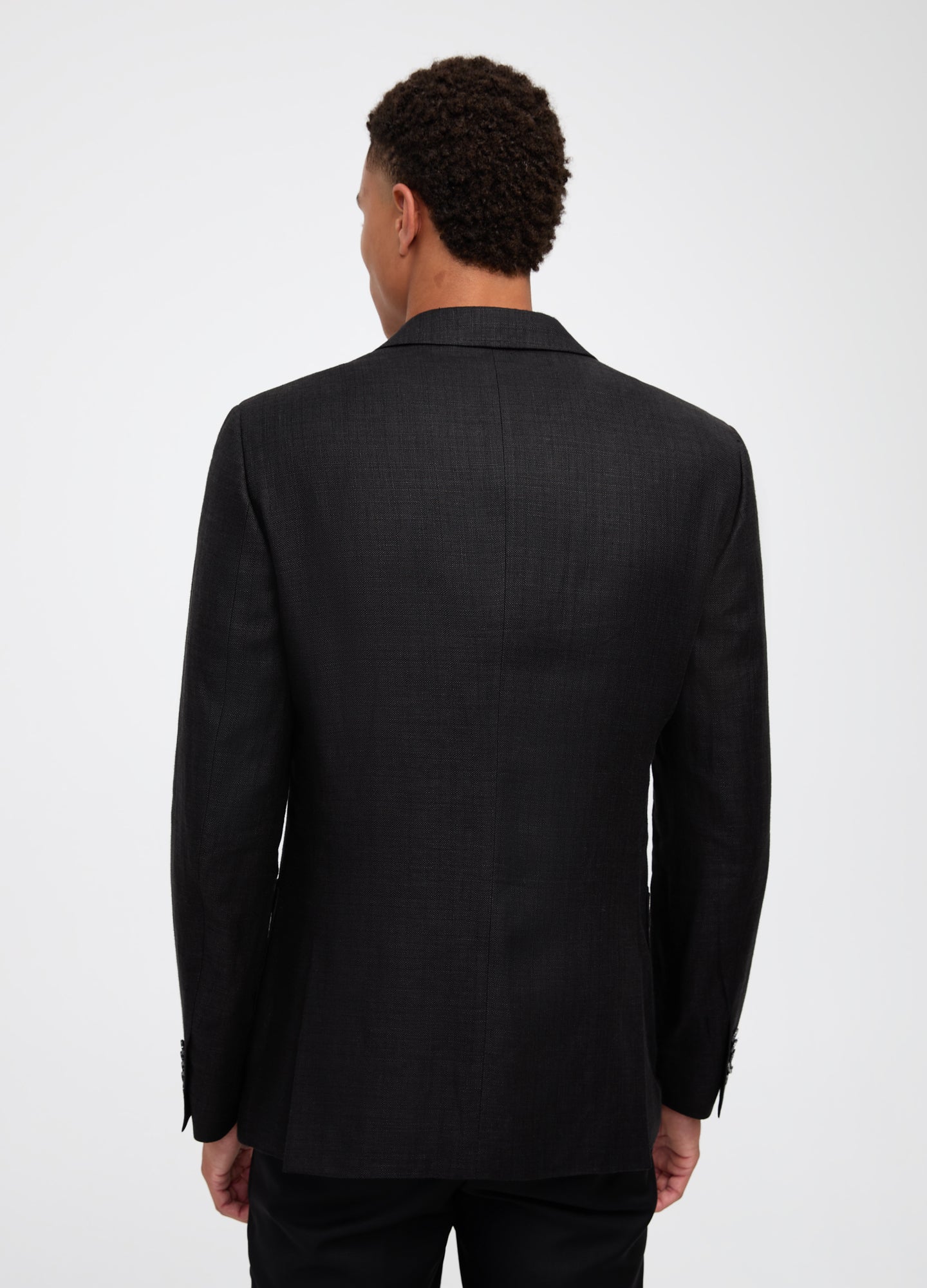 Textured Linen Wool Blazer Black