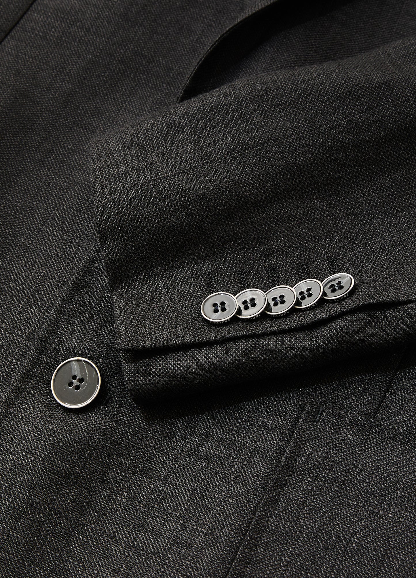 Textured Linen Wool Blazer Black