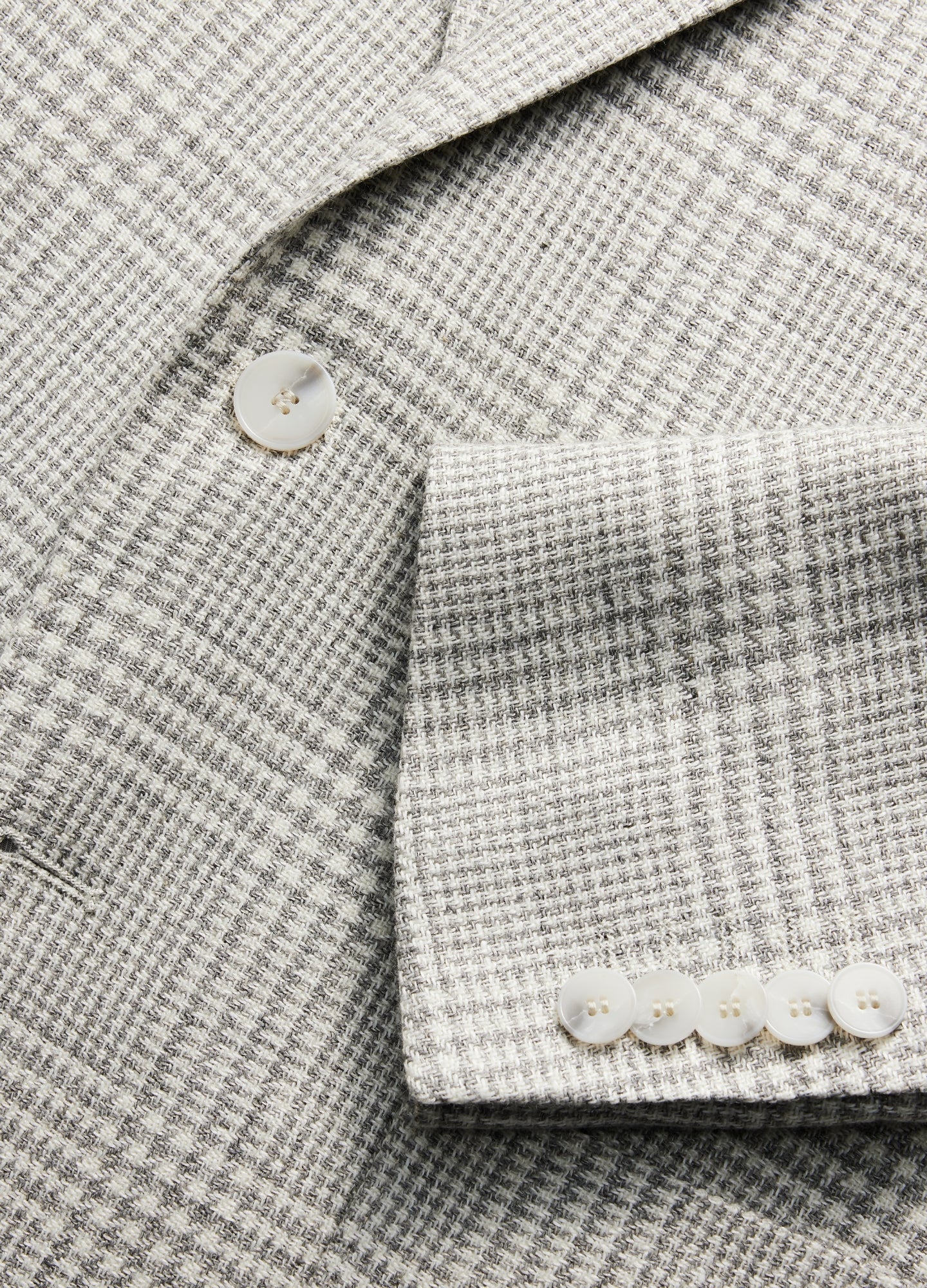 Wool Linen Check Blazer Silver