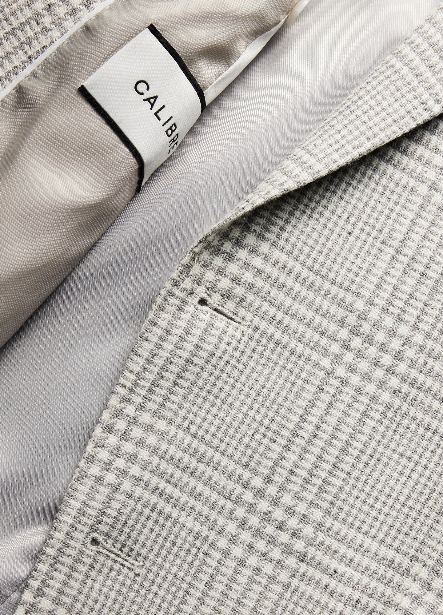 Wool Linen Check Blazer Silver