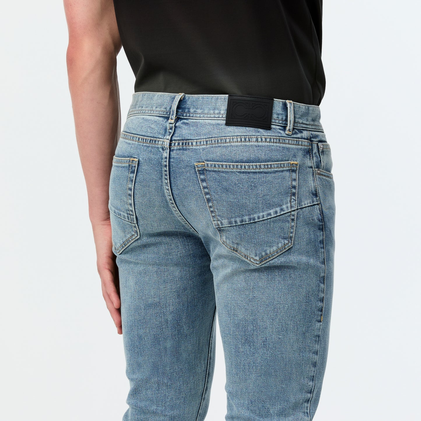 Skinny Fit Bleached Denim Jeans Light Blue