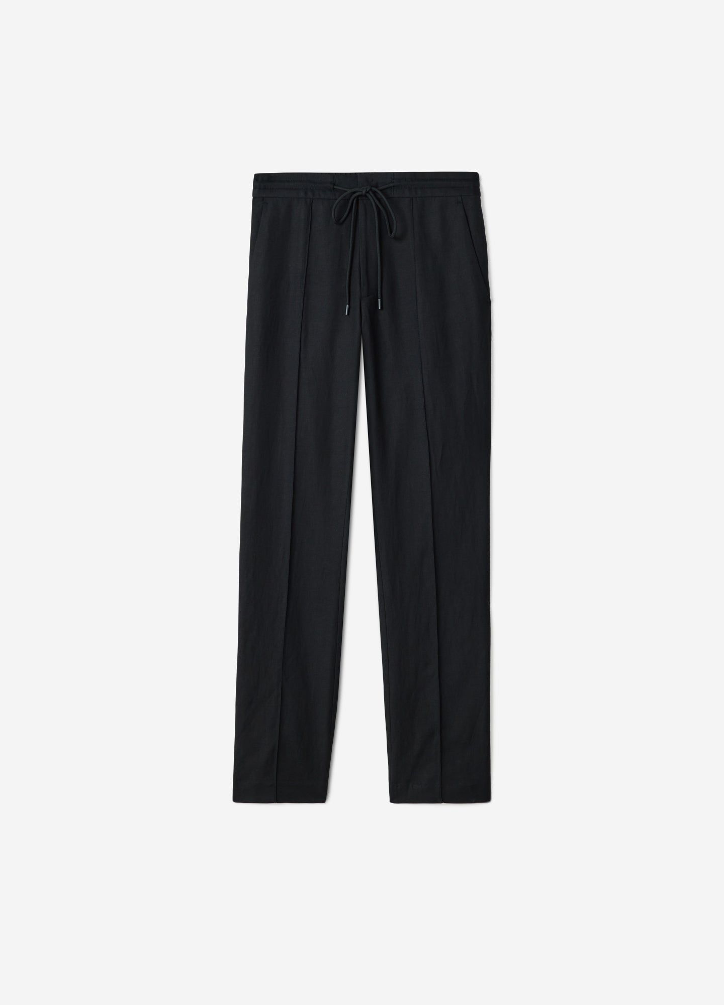 Linen Blend Drawstring Pants Black