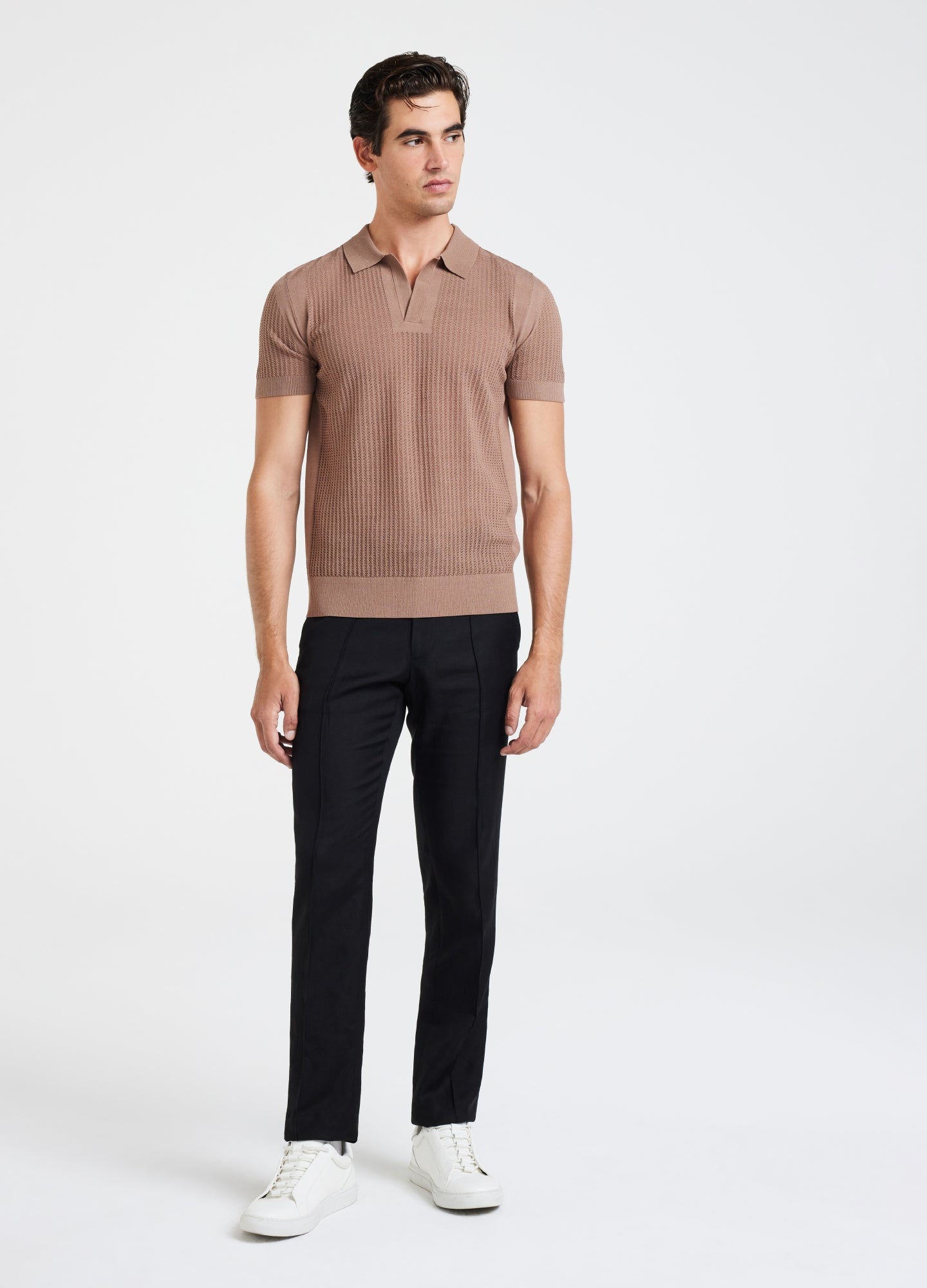 Linen Blend Drawstring Pants Black