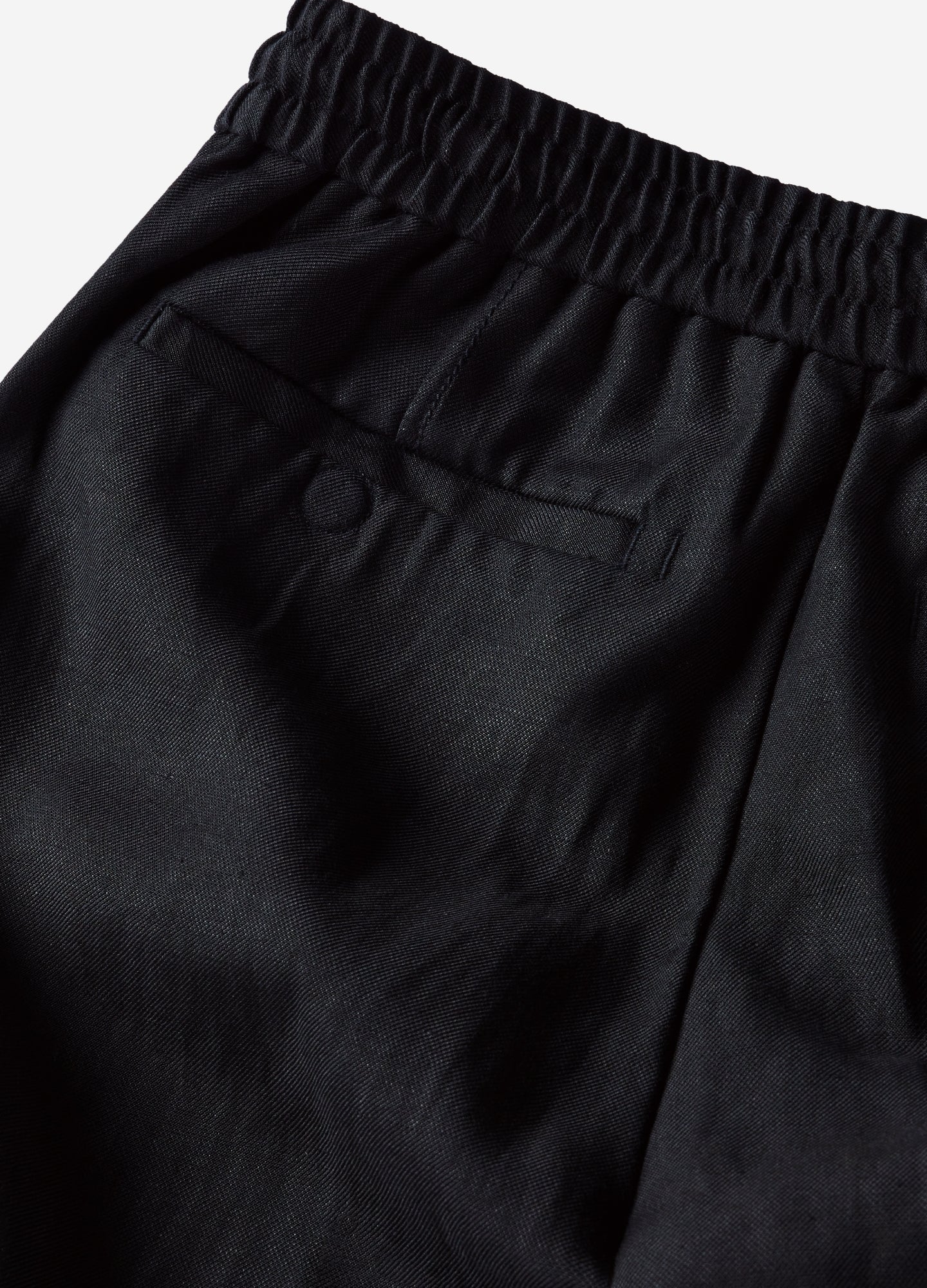 Linen Blend Drawstring Pants Black