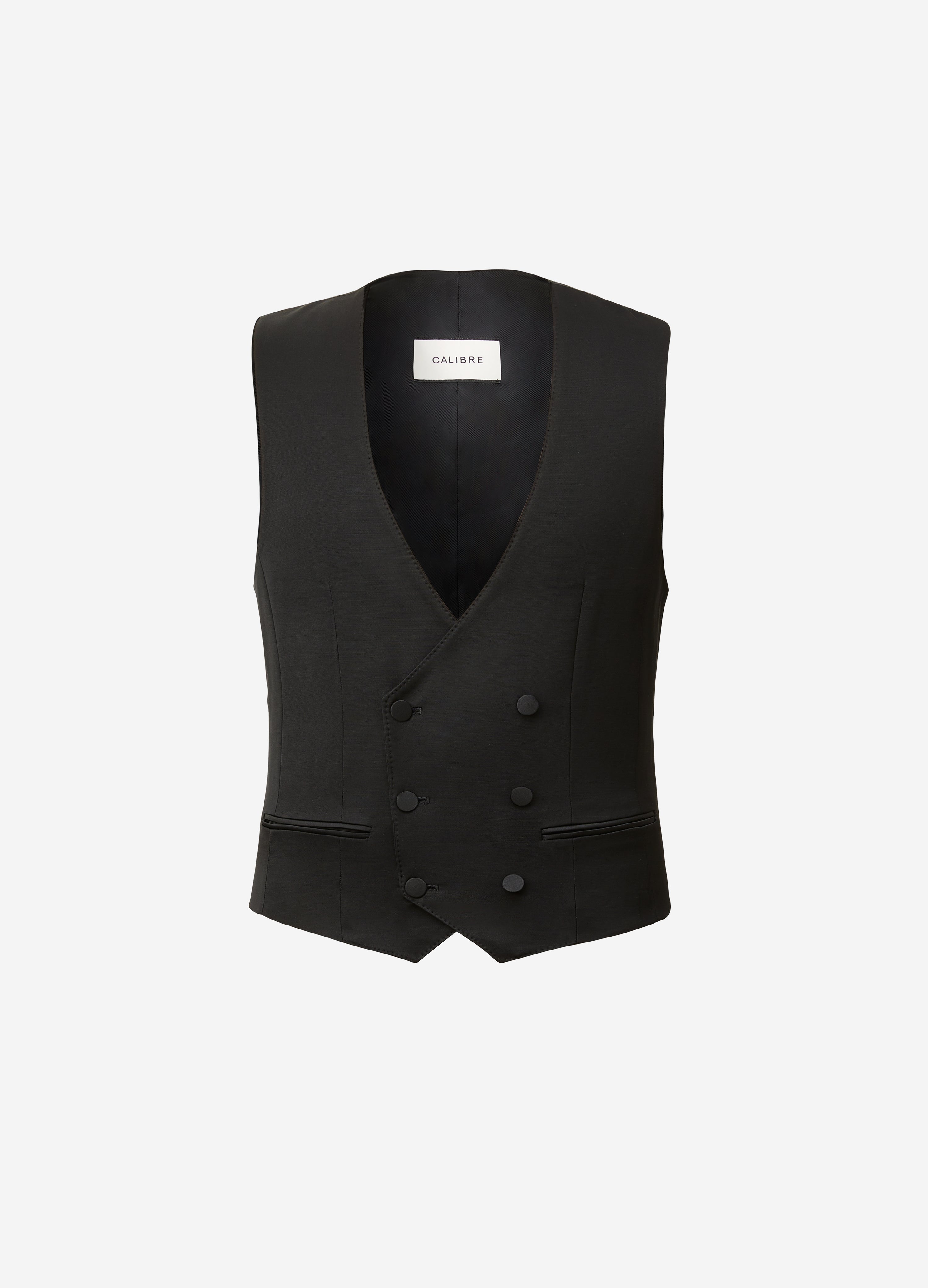Double Breasted Tuxedo Waistcoat Black