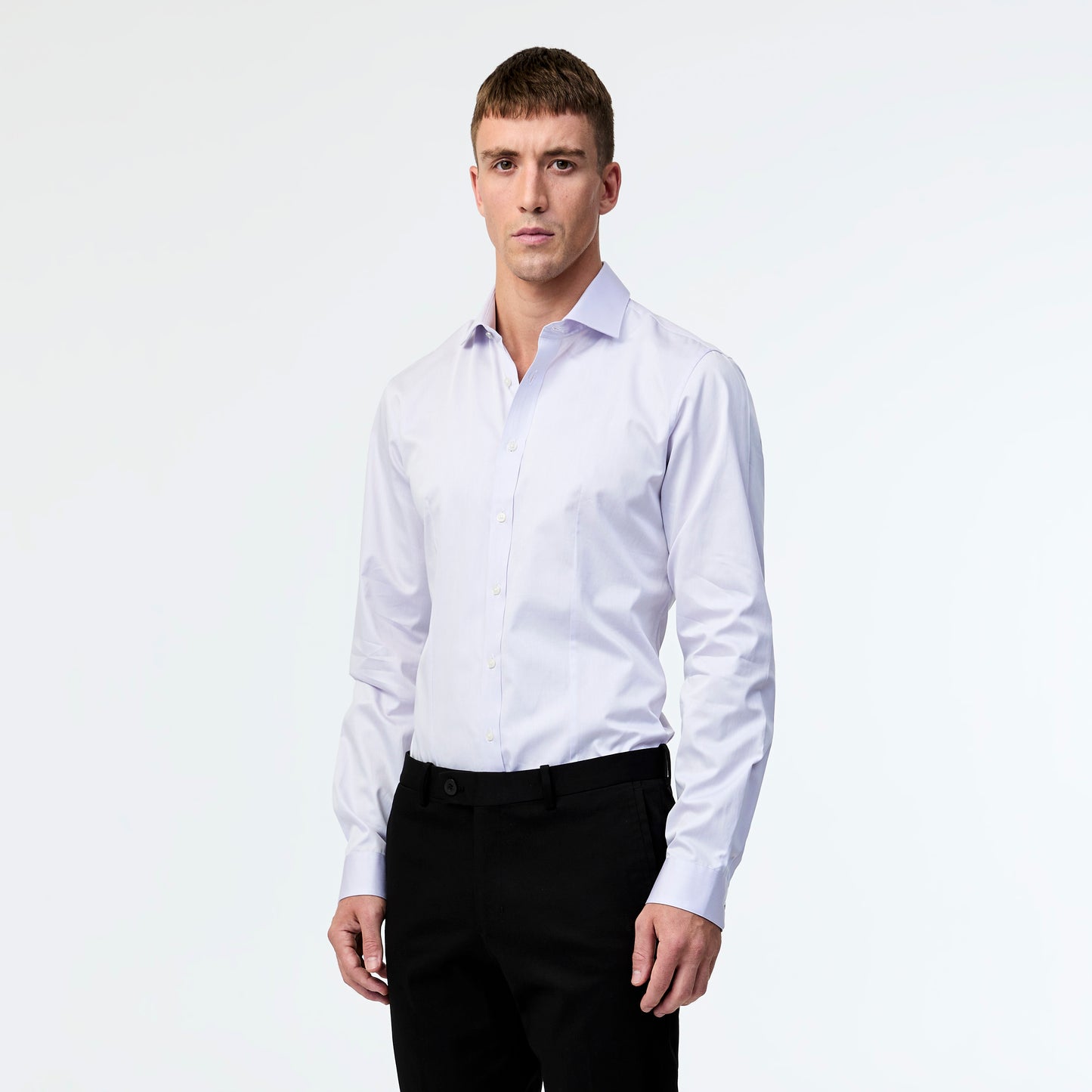 Tailored Fit Cotton Sateen Shirt Lilac