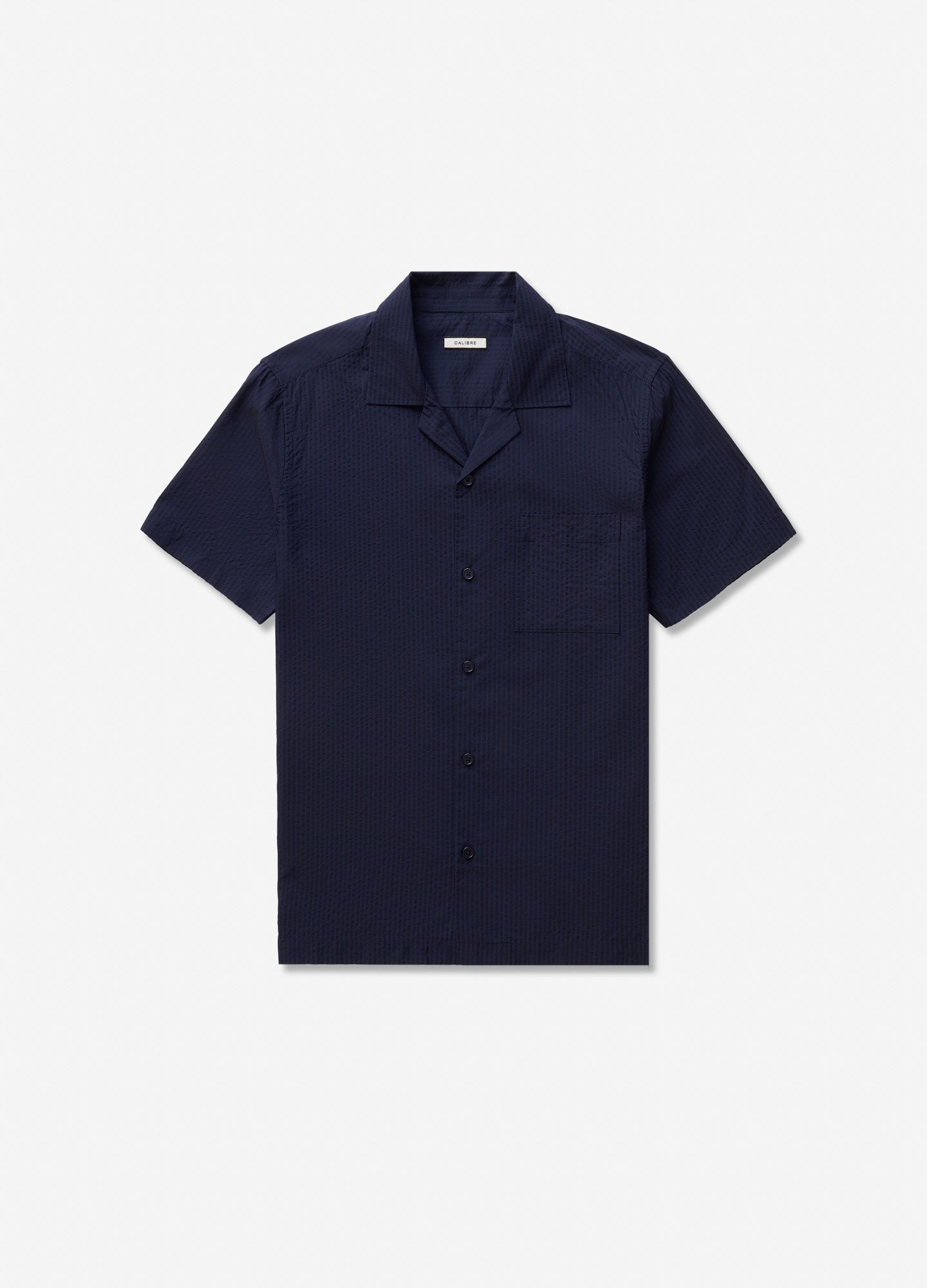 Tech Cotton Seersucker Short Sleeve Shirt Navy