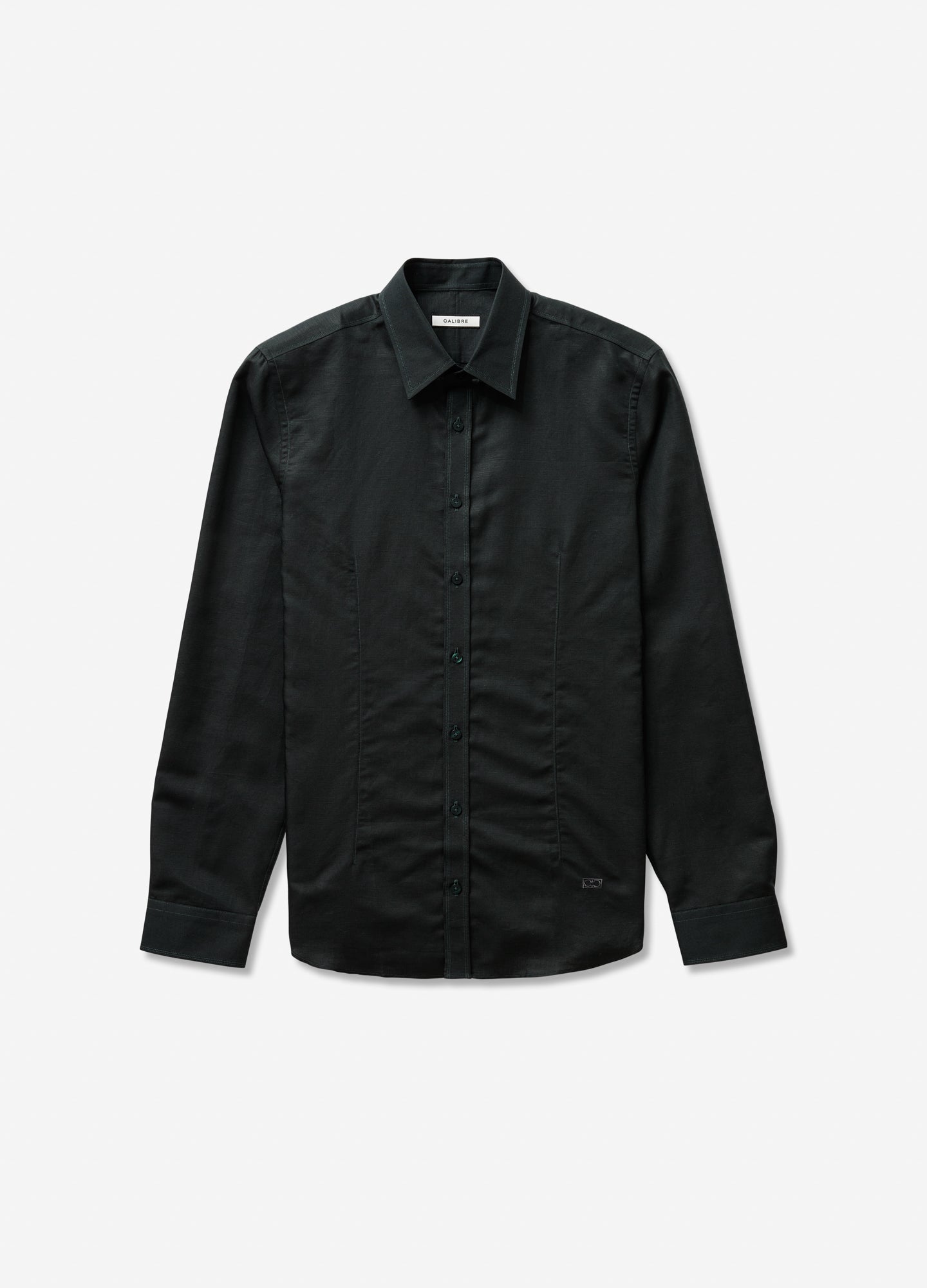 Cotton Linen Shirt Dark Green