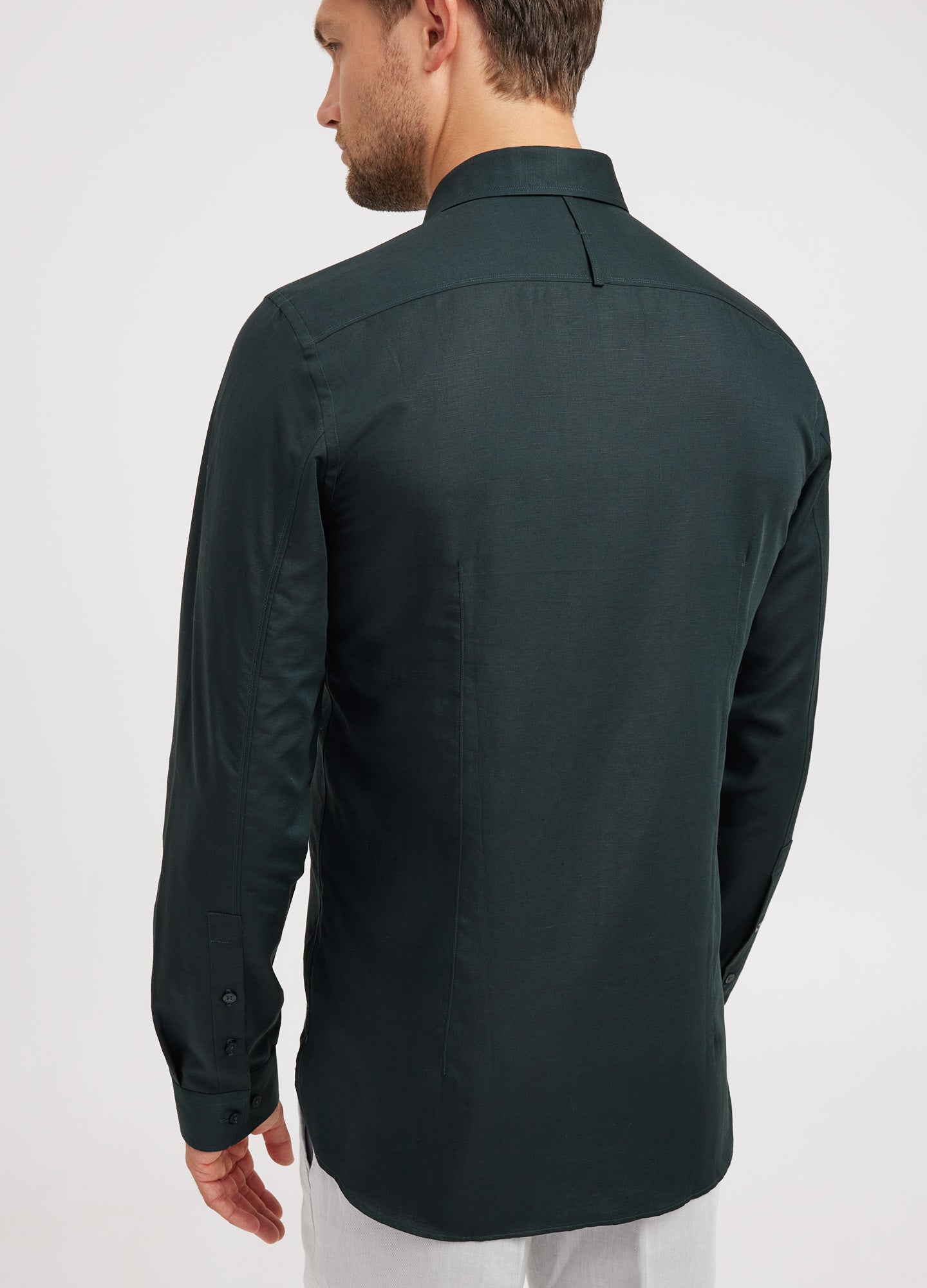 Cotton Linen Shirt Dark Green