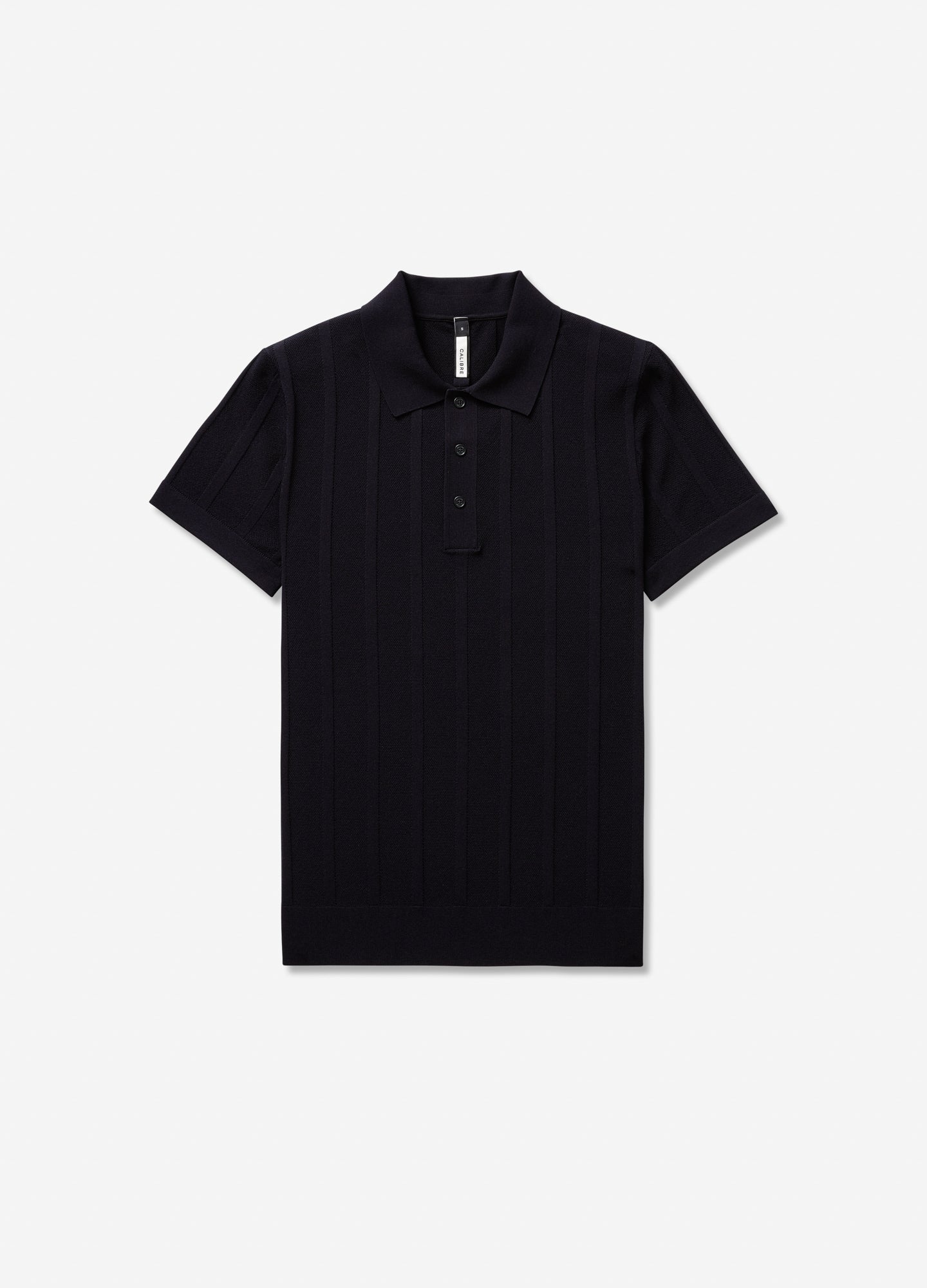 Textured Tech Knit Polo Navy Dark