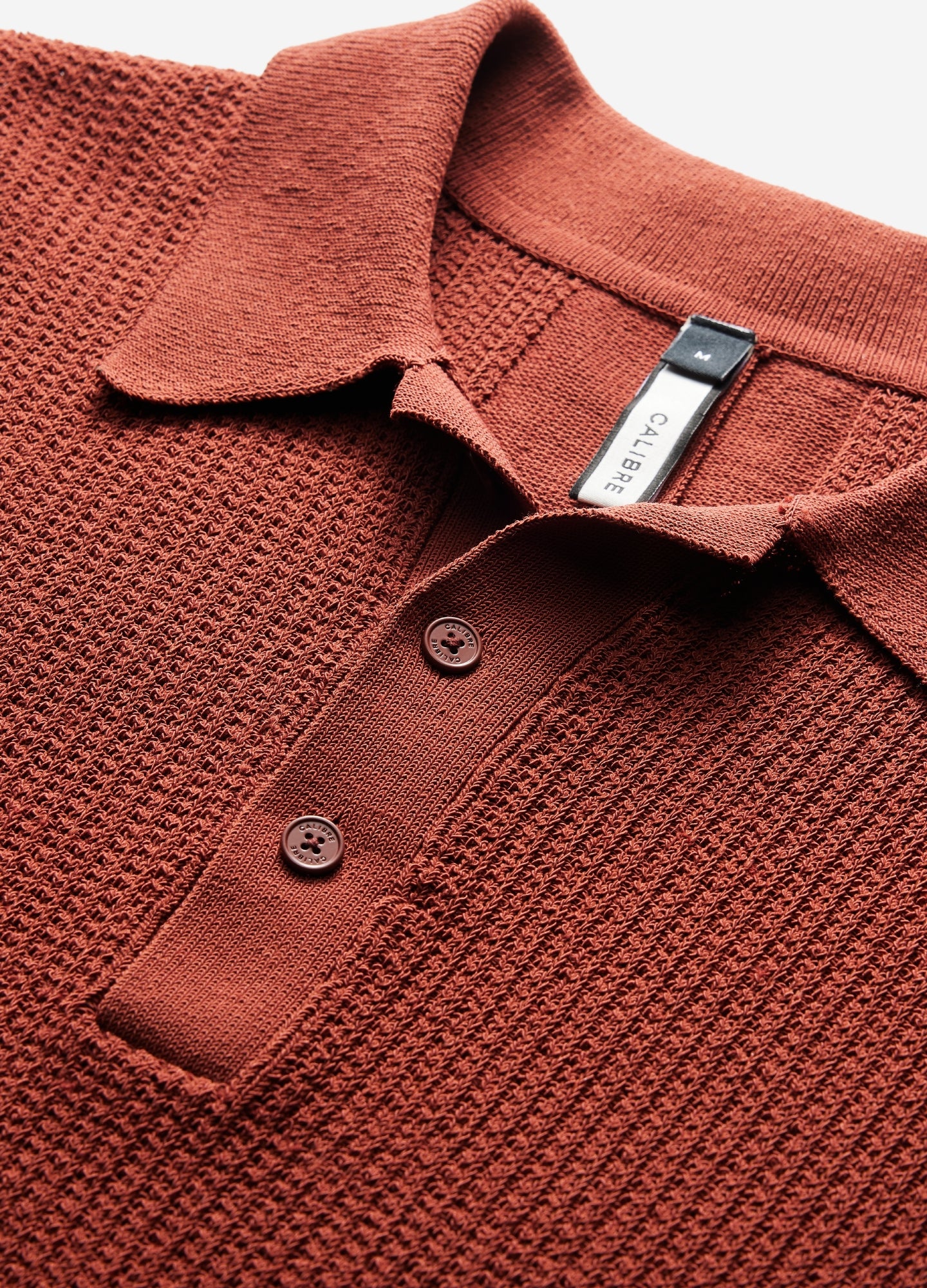 Relaxed Textured Knit Polo Rust