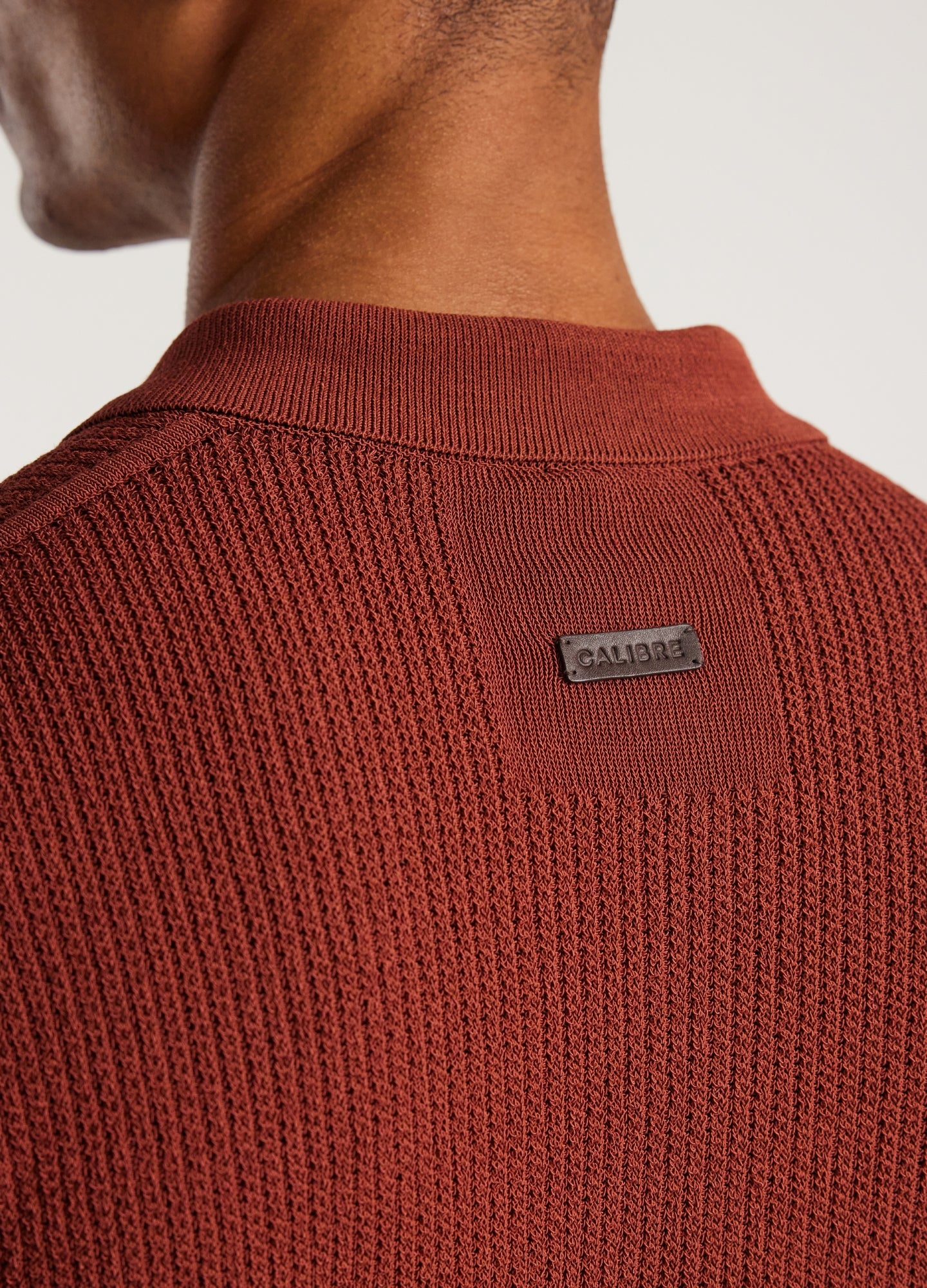 Relaxed Textured Knit Polo Rust