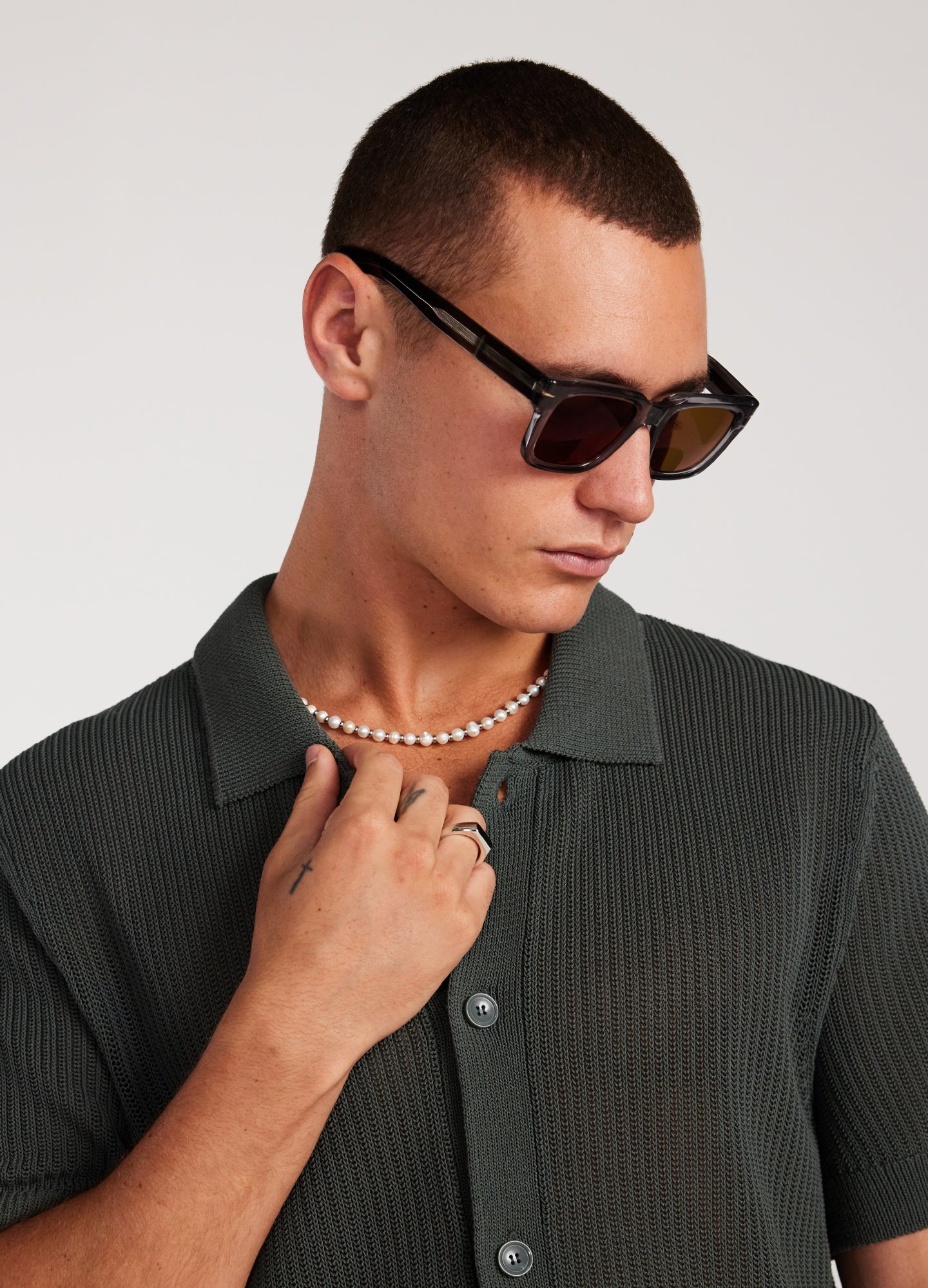 Relaxed Textured Knit Shirt Pine Green