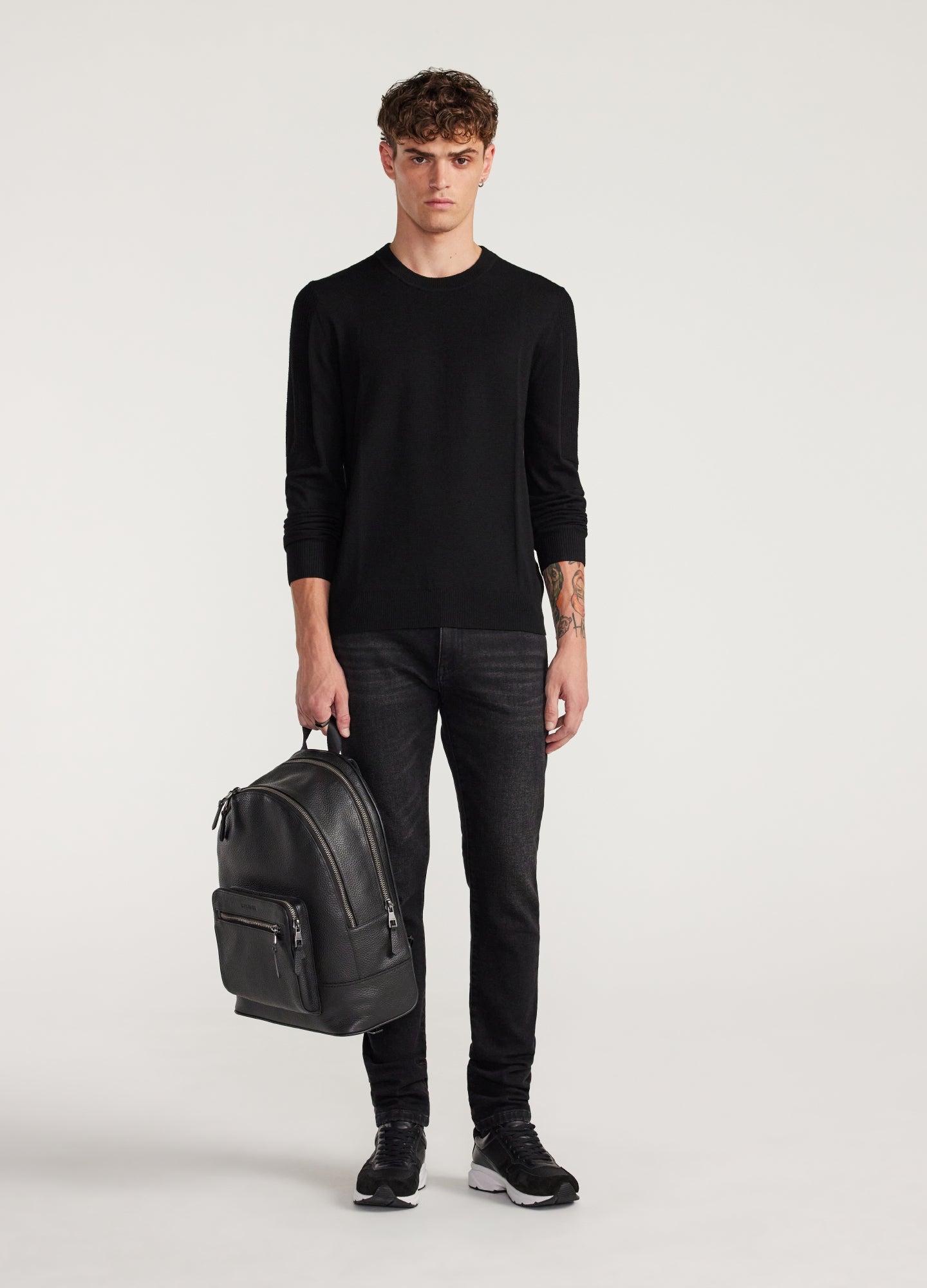 Panelled Merino Sweater Black
