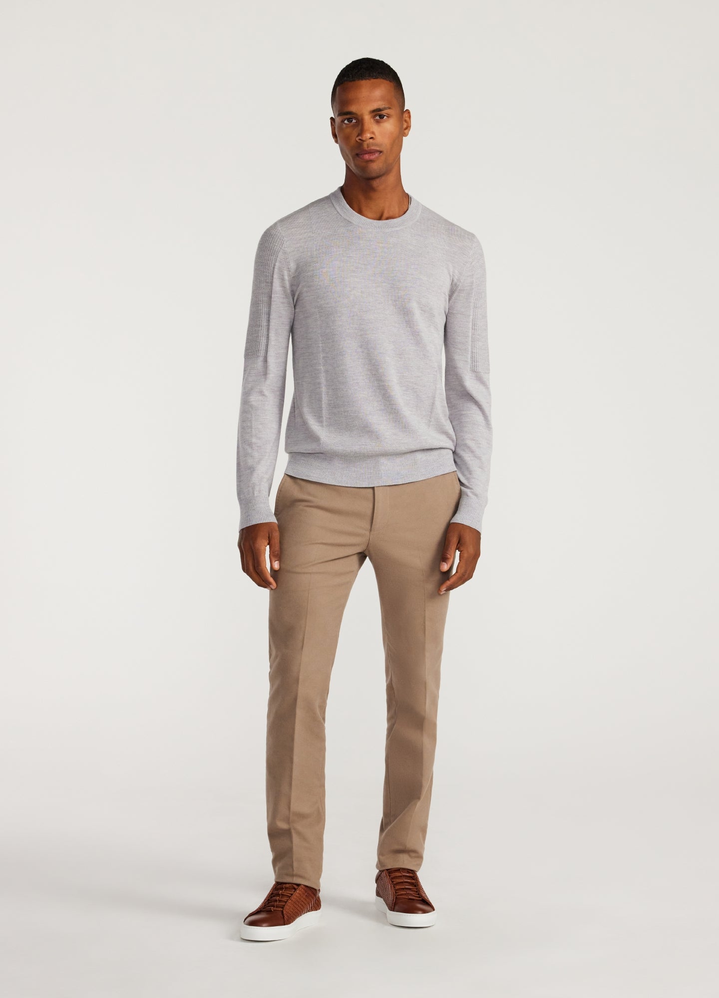 Panelled Merino Sweater Silver