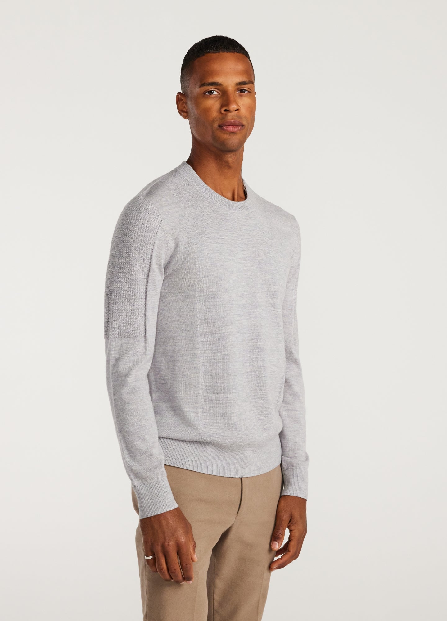 Panelled Merino Sweater Silver
