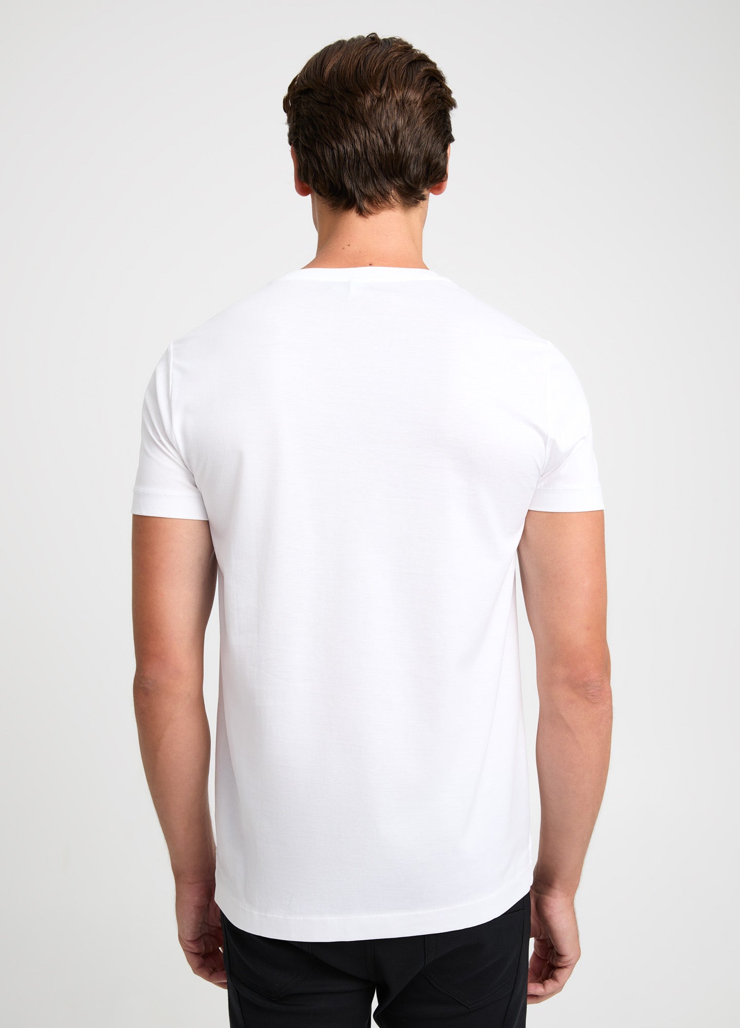 Mercerised Cotton Jersey V Neck T-shirt White