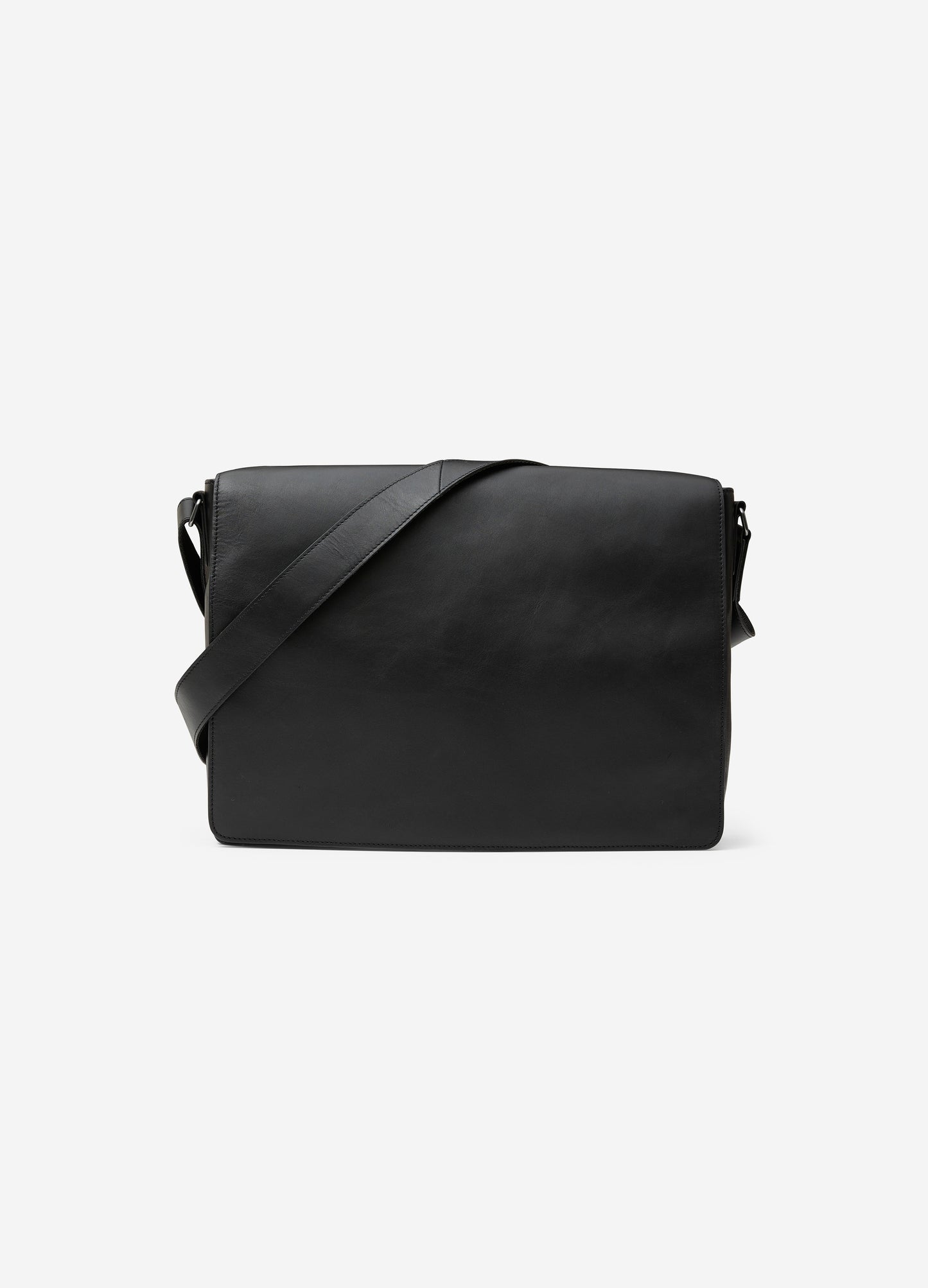Leather Messenger Bag Black