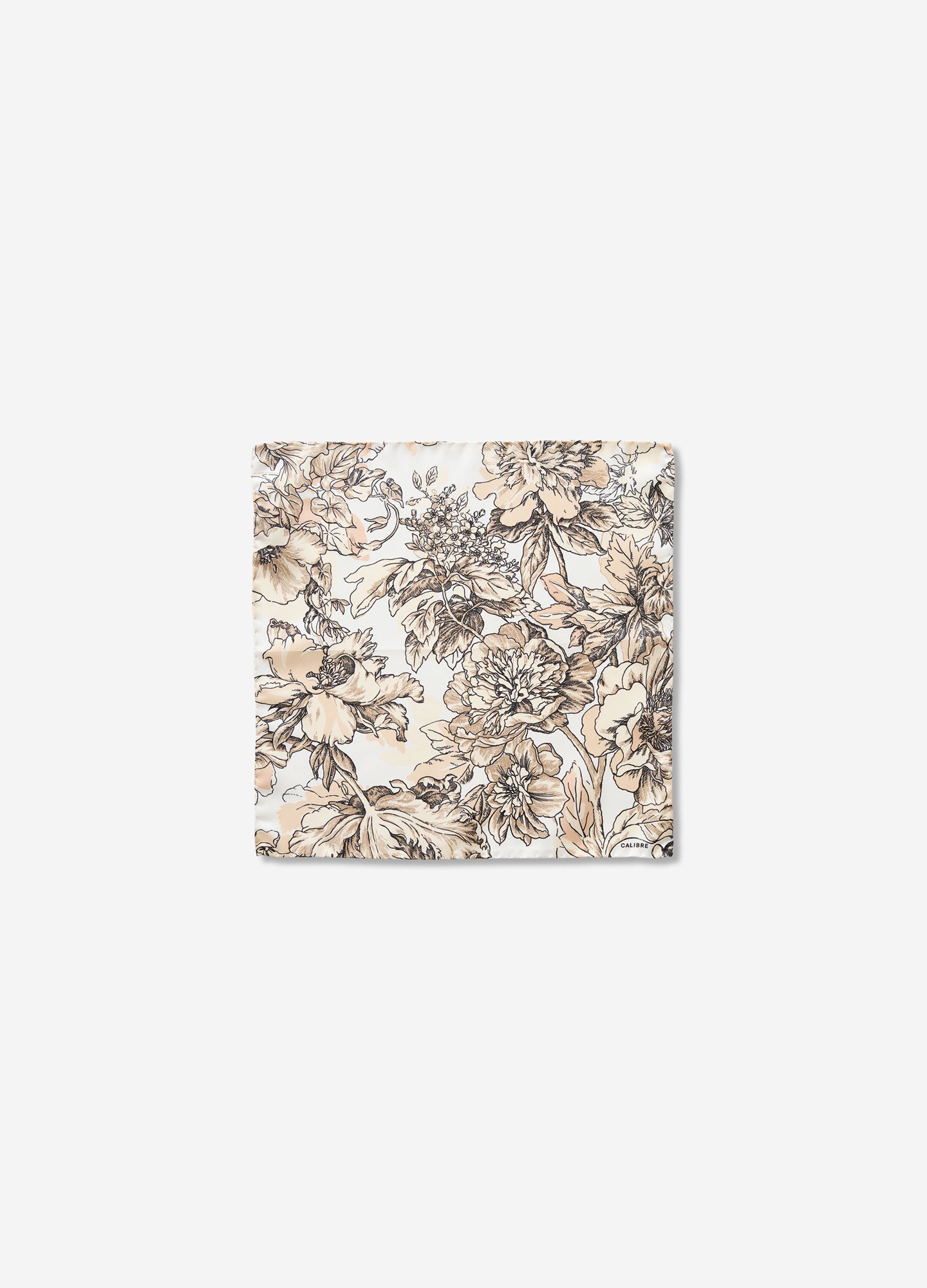 White Wash Floral Pocket Square Neutral Combo