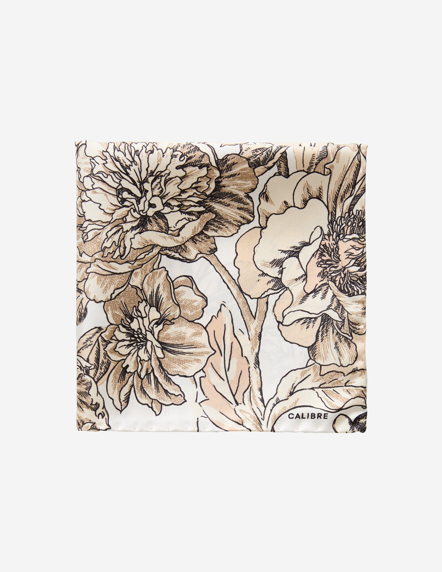 White Wash Floral Pocket Square Neutral Combo